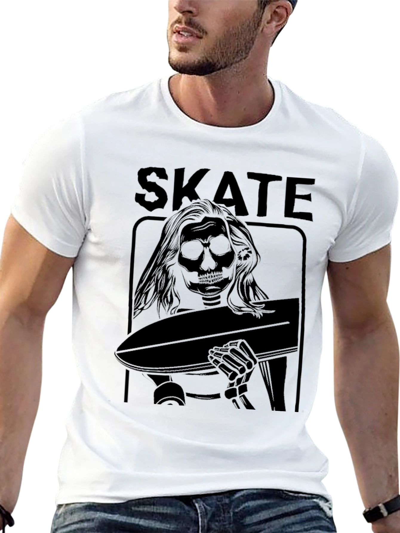 Skate Skeleton Graphic Black T-Shirt