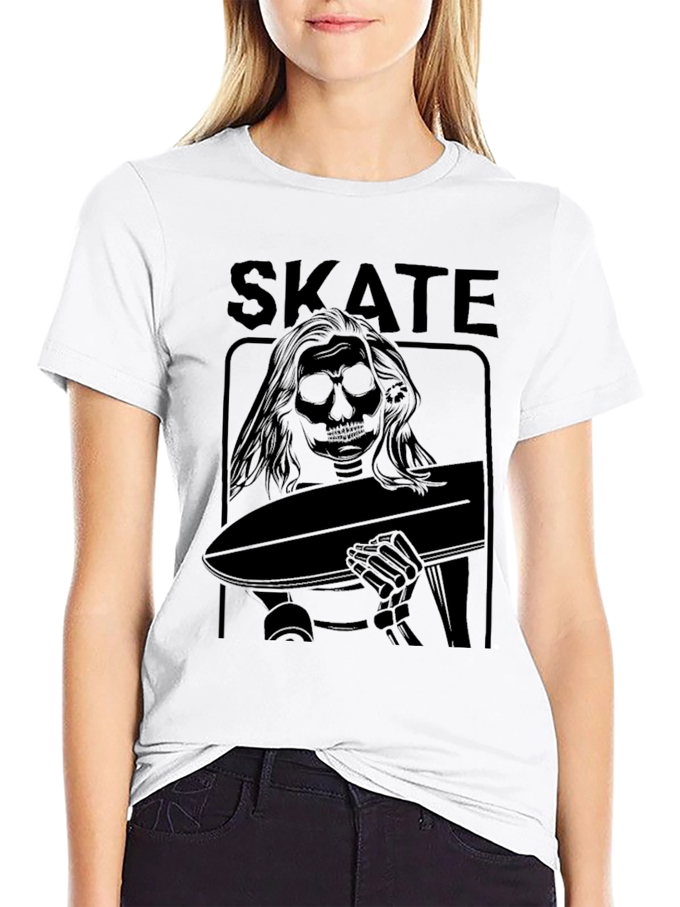 Skate Skeleton Graphic Black T-Shirt