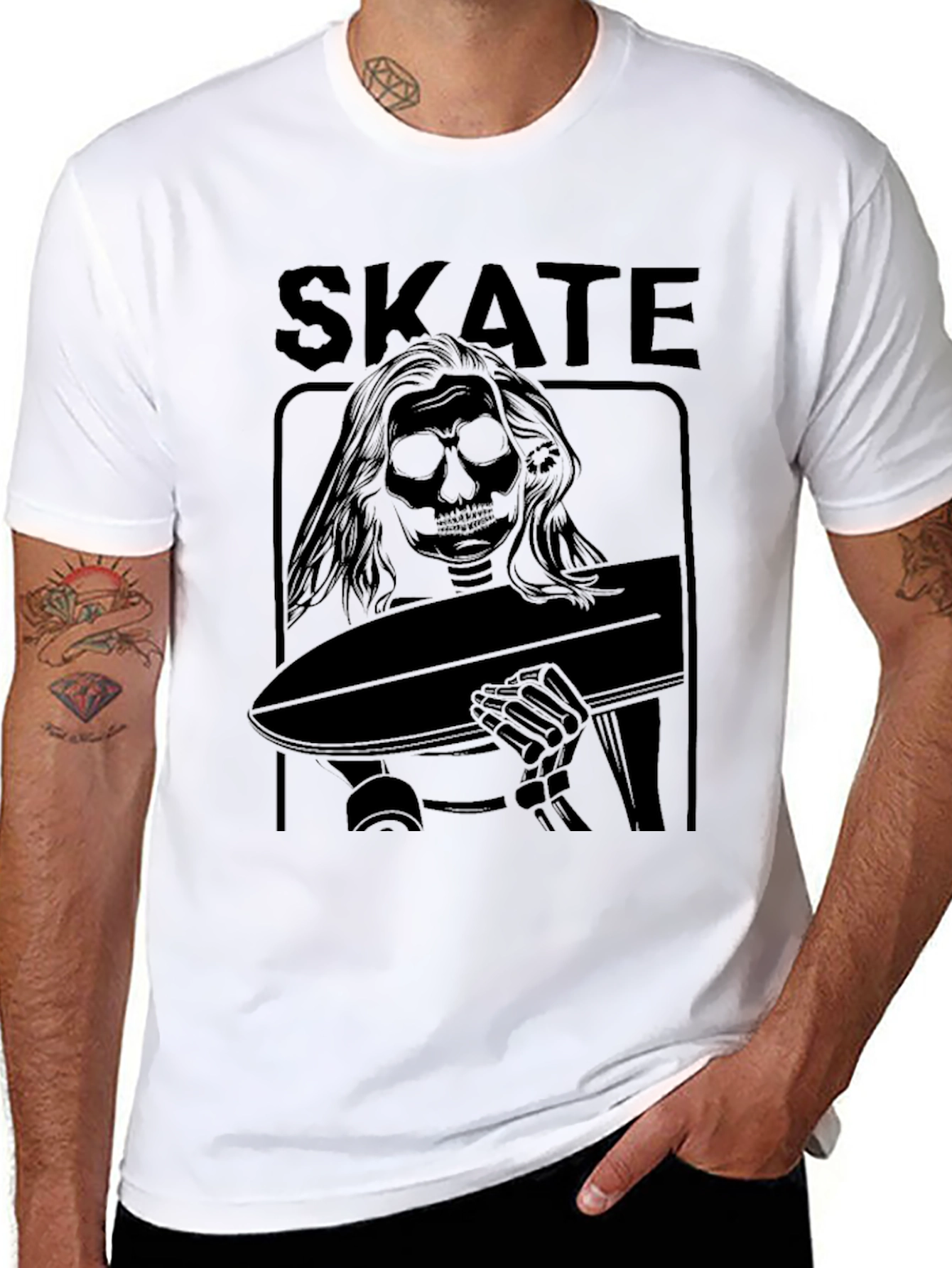 Skate Skeleton Graphic Black T-Shirt