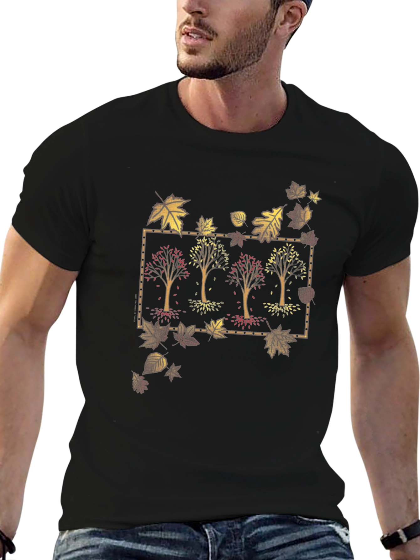Autumn Trees Graphic Tee - Mens Black T-Shirt