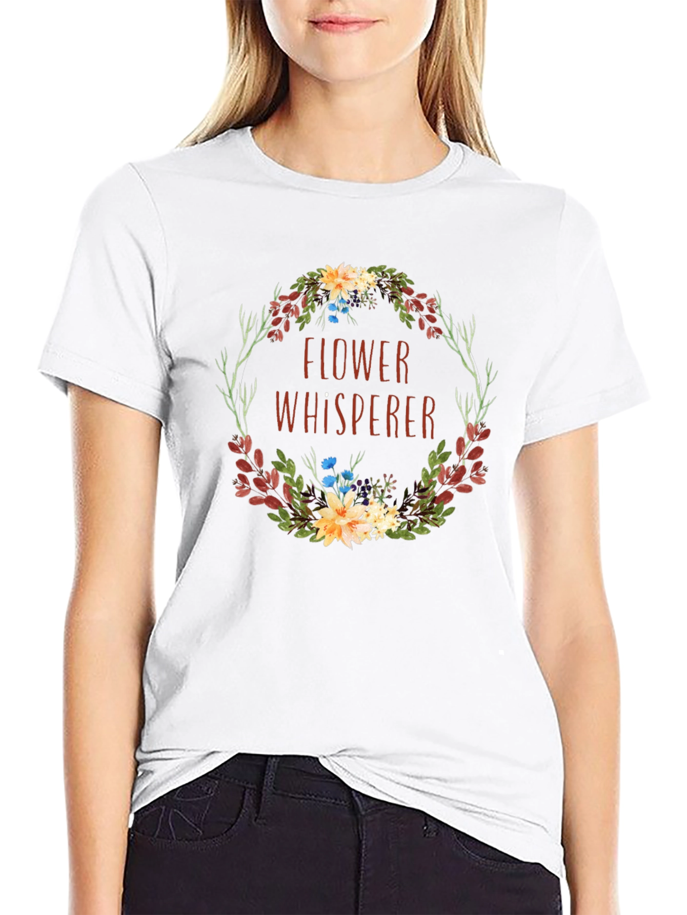 Flower Whisperer Graphic Tee - Botanical Wreath Design