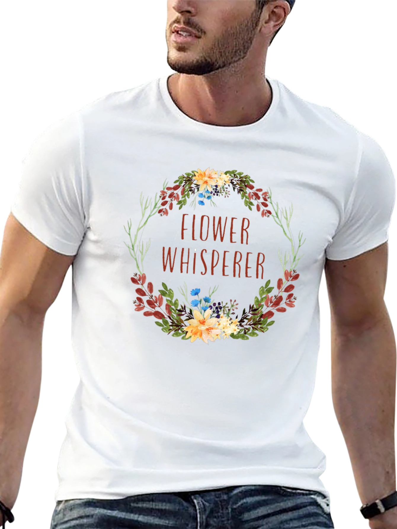 Flower Whisperer Graphic Tee - Botanical Wreath Design