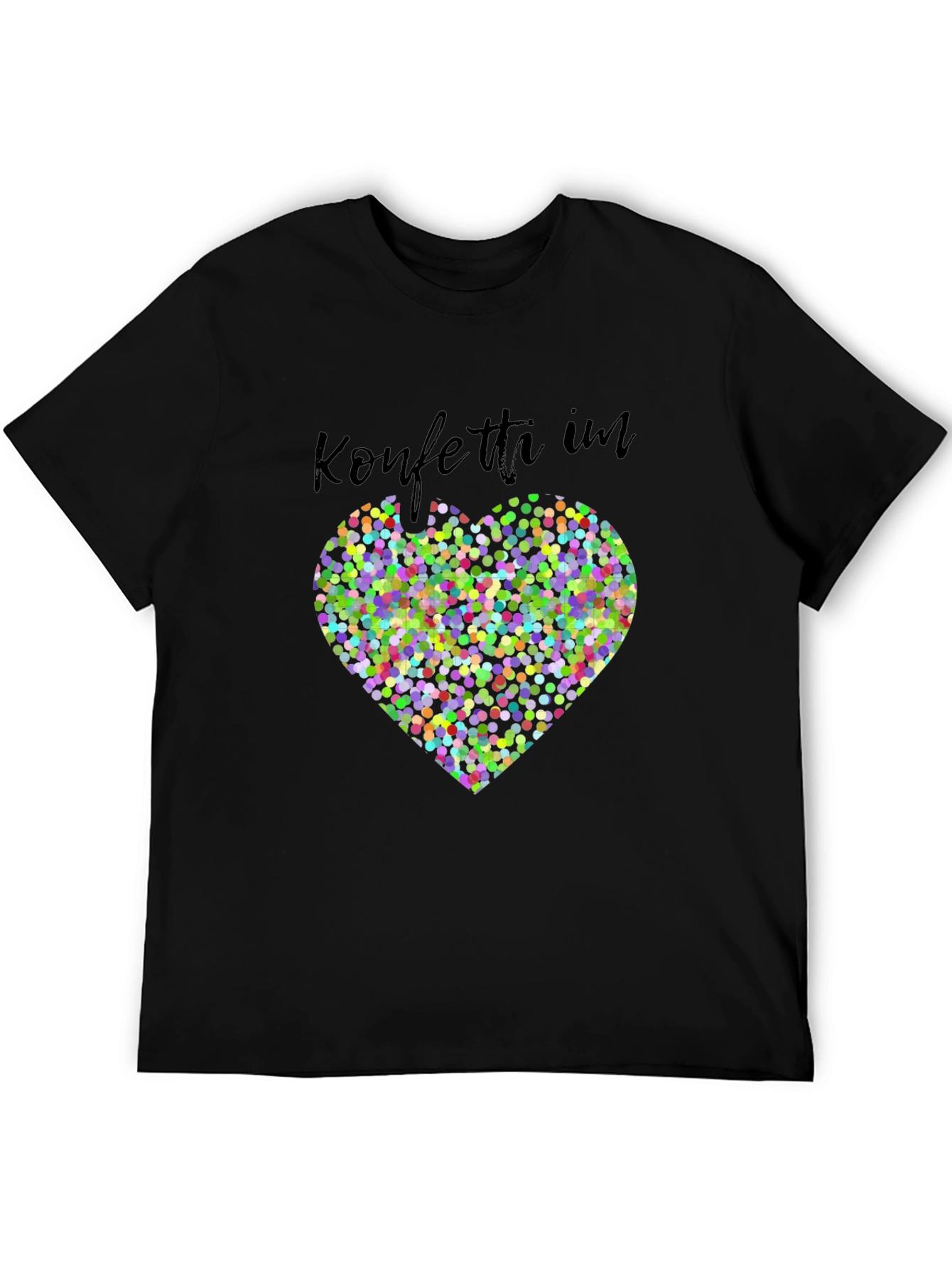 Confetti Heart Black T-Shirt