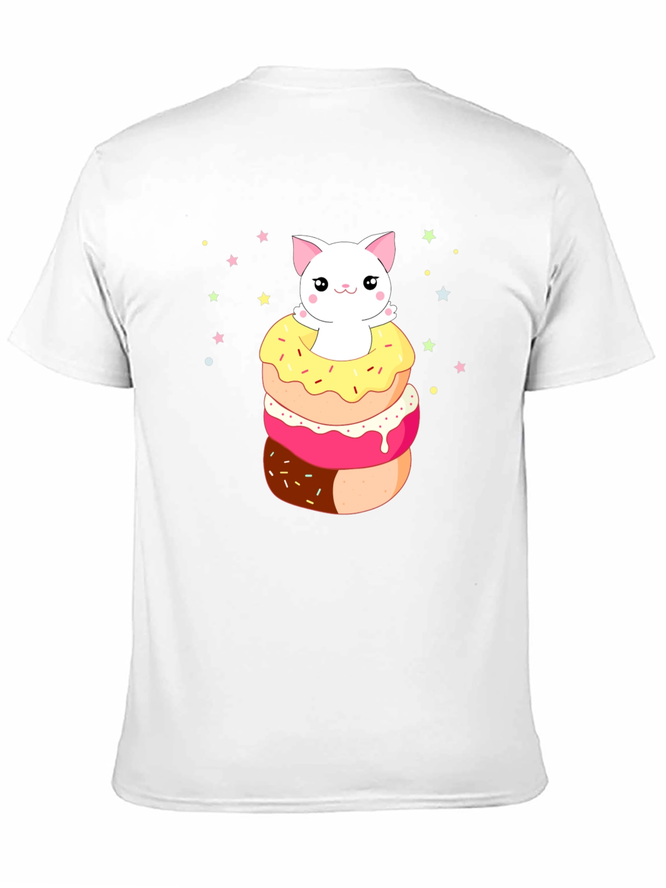 Kawaii Cat Donut Stack Graphic Tee