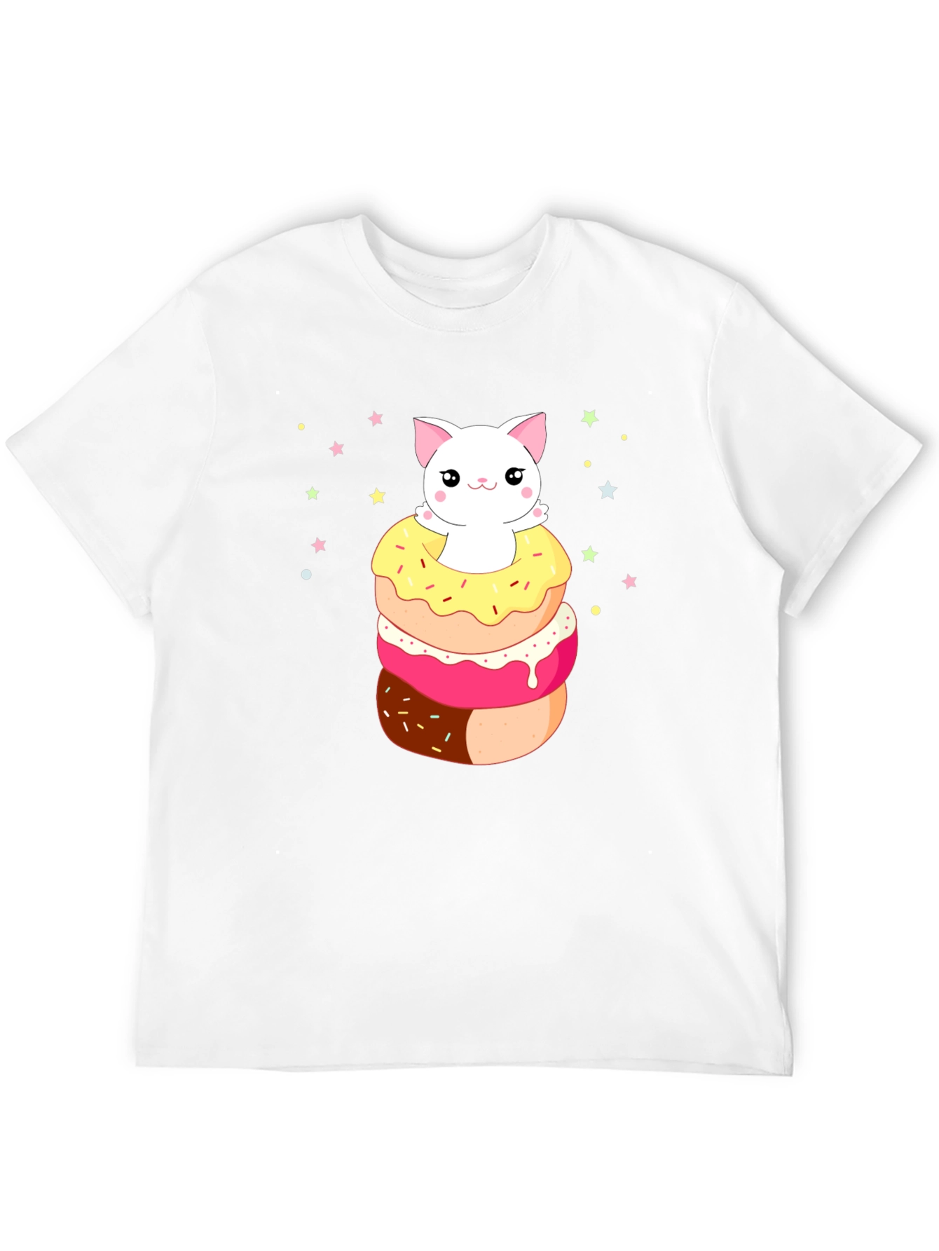 Kawaii Cat Donut Stack Graphic Tee