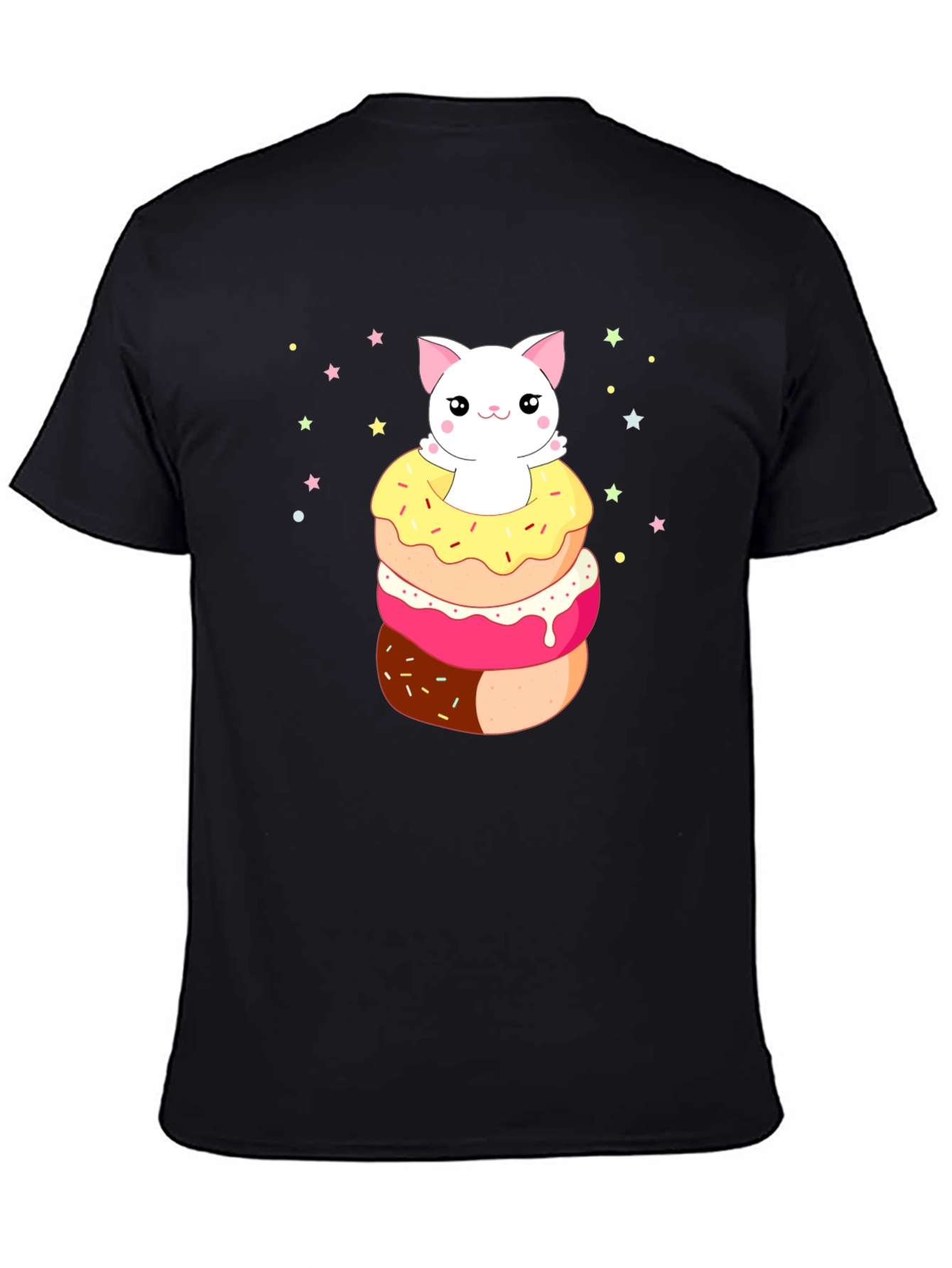 Kawaii Cat Donut Stack Graphic Tee