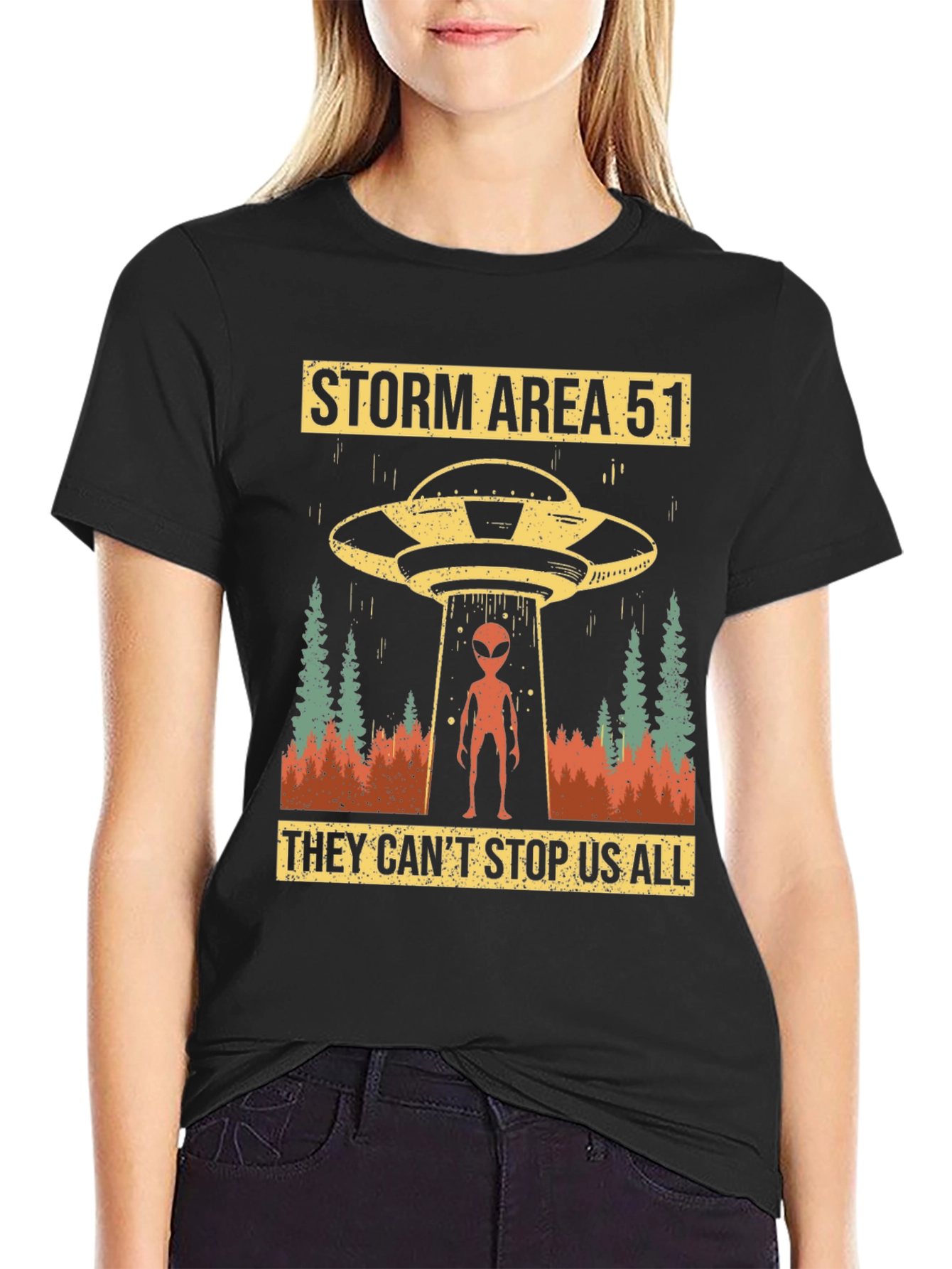 Storm Area 51 Graphic Tee Alien UFO T-Shirt