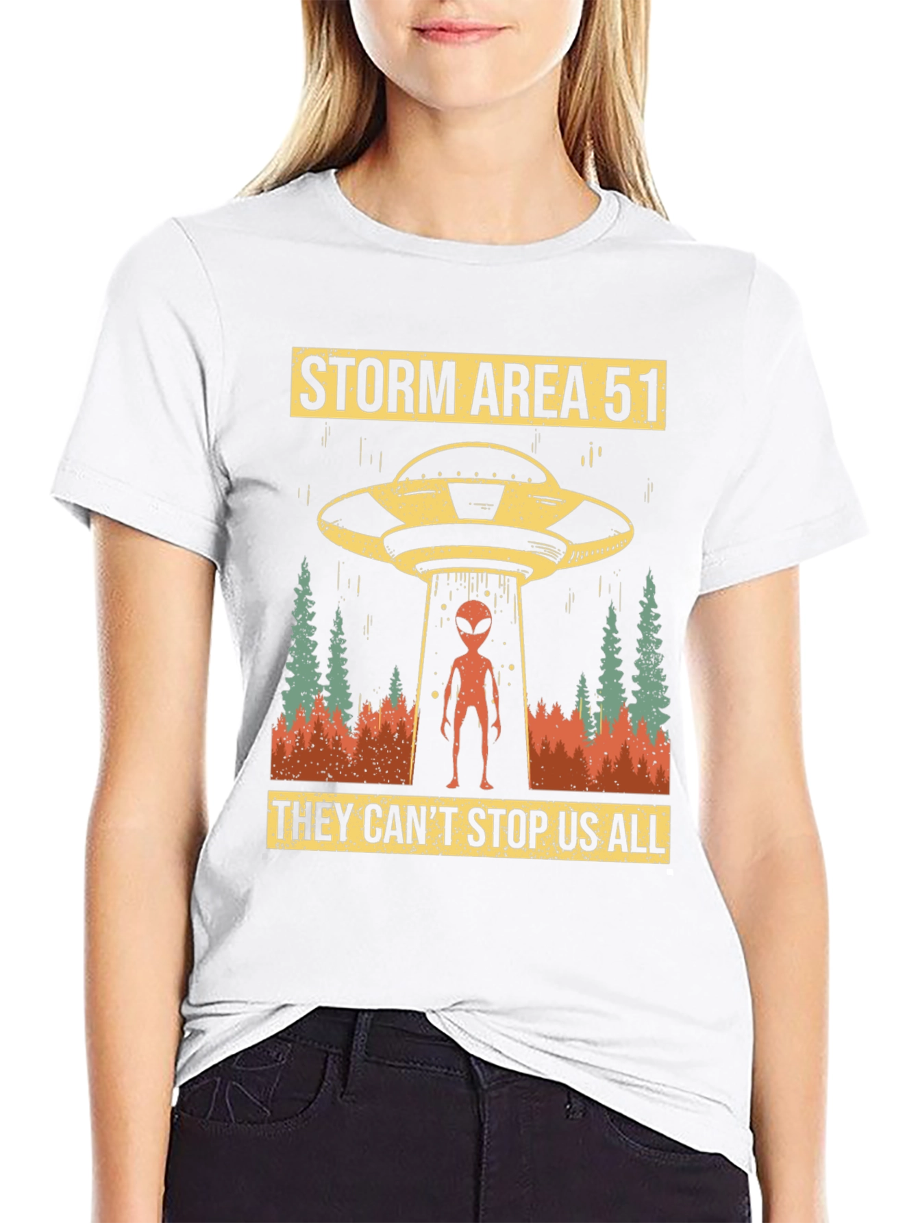 Storm Area 51 Graphic Tee Alien UFO T-Shirt