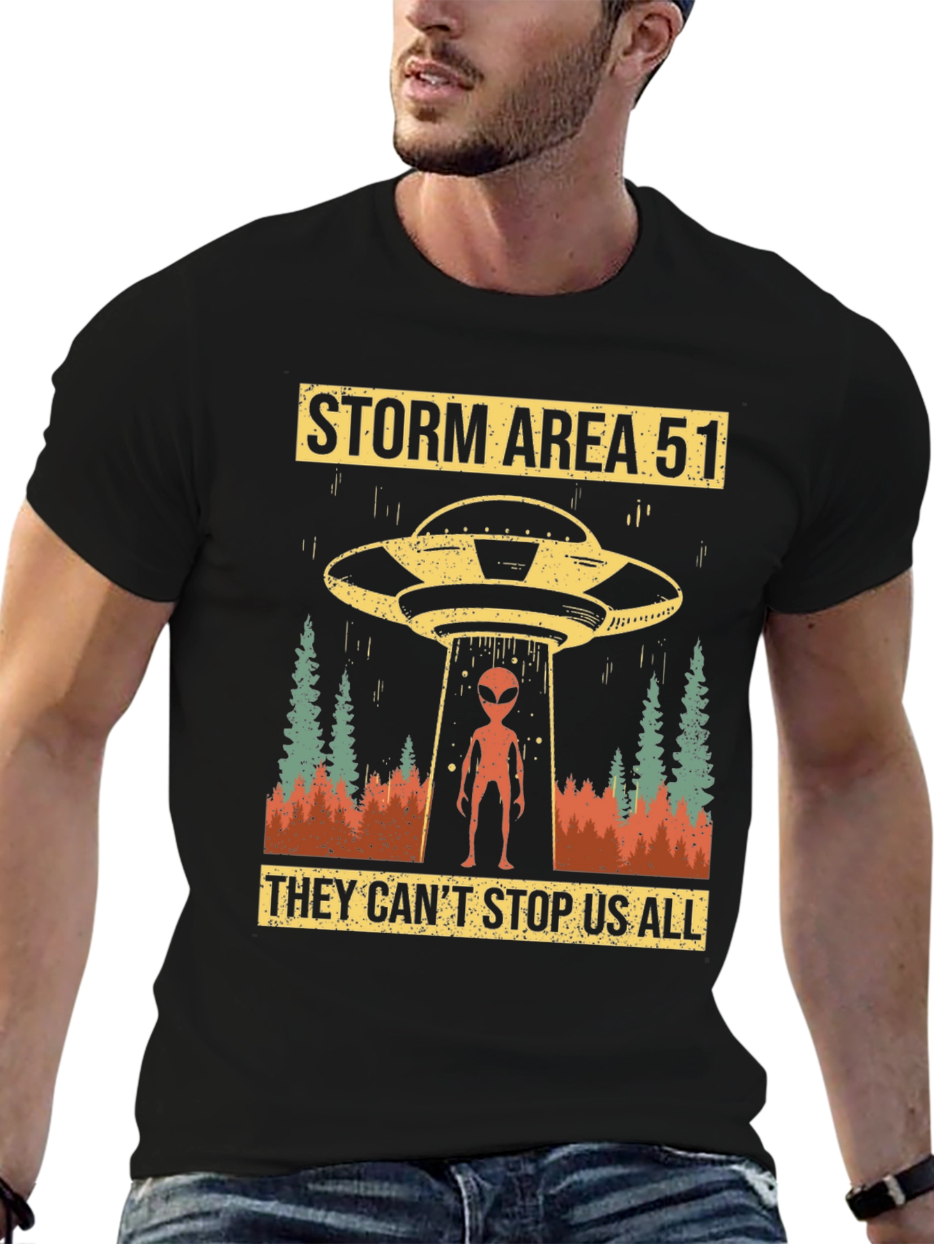 Storm Area 51 Graphic Tee Alien UFO T-Shirt
