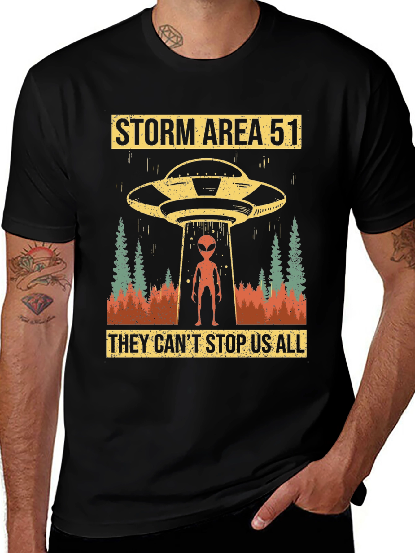 Storm Area 51 Graphic Tee Alien UFO T-Shirt