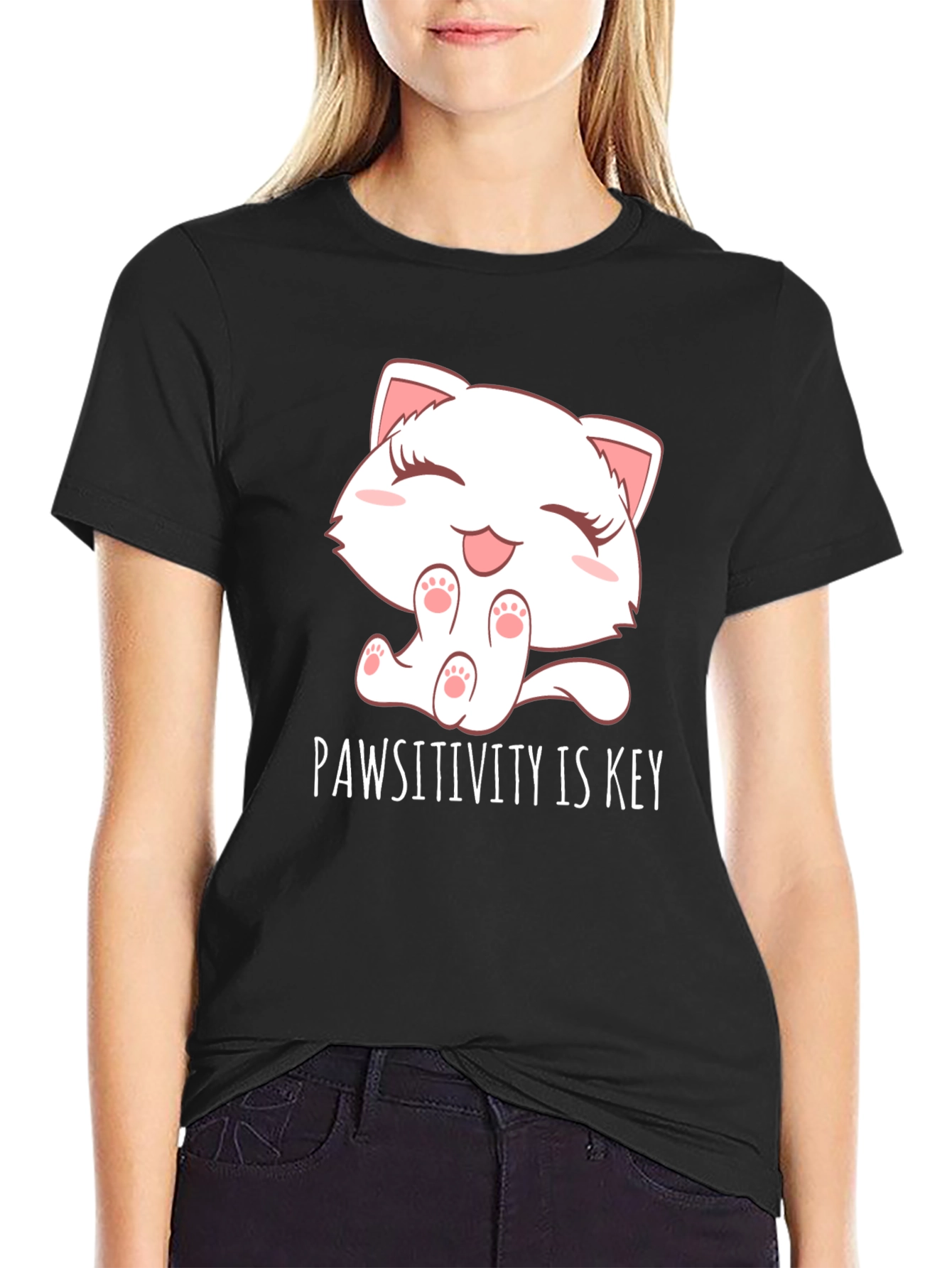 Pawsitivity is Key Black T-Shirt