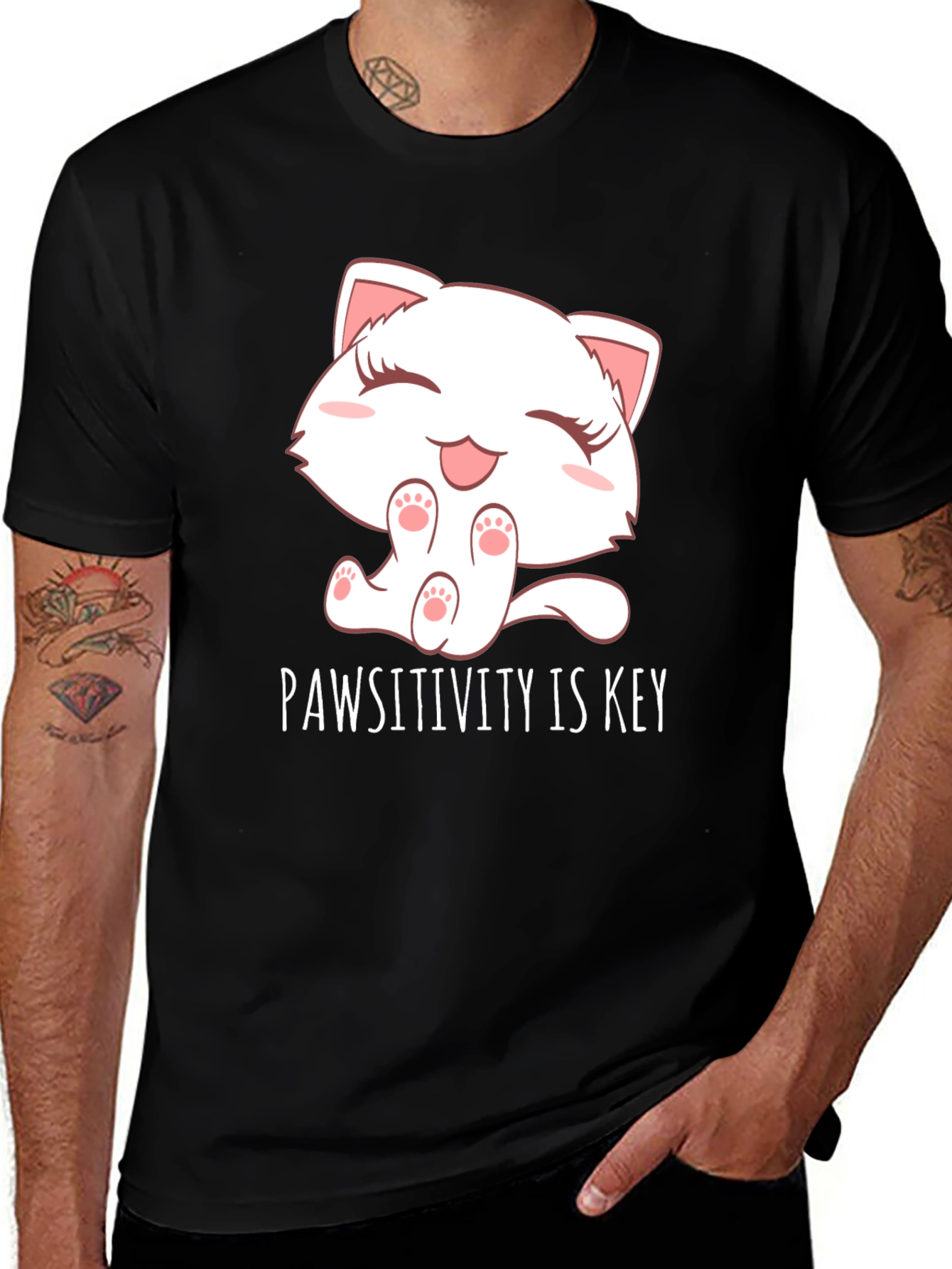 Pawsitivity is Key Black T-Shirt