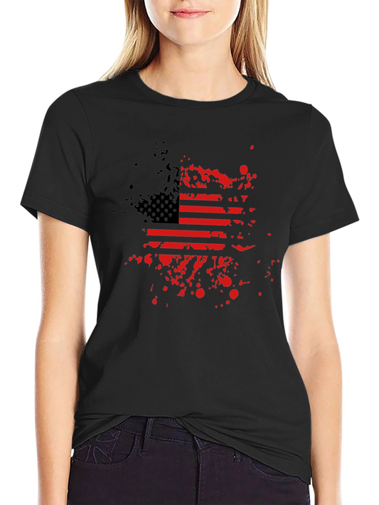 American Flag Splatter Print Graphic Tee