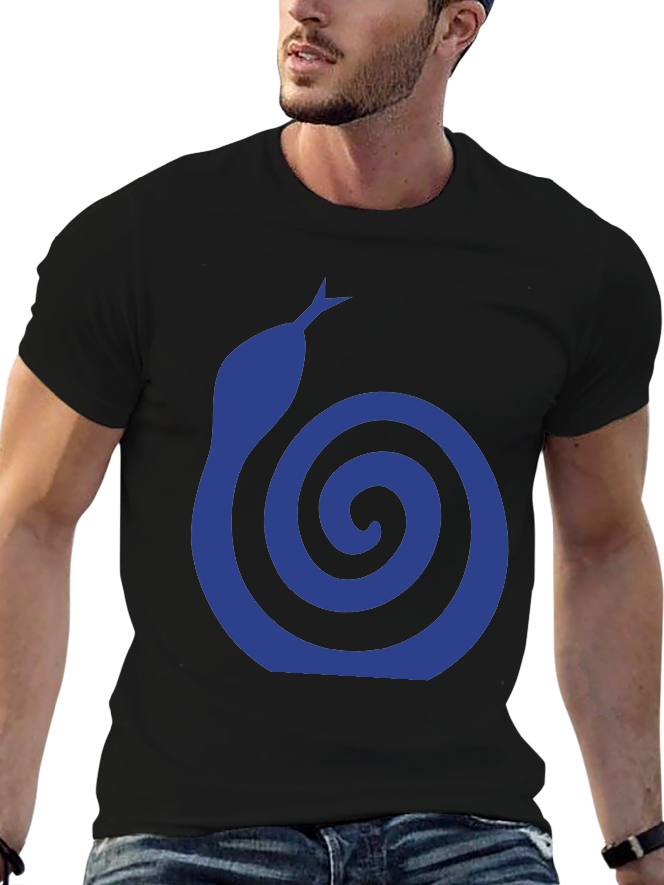 Blue Snake Swirl Graphic T-Shirt