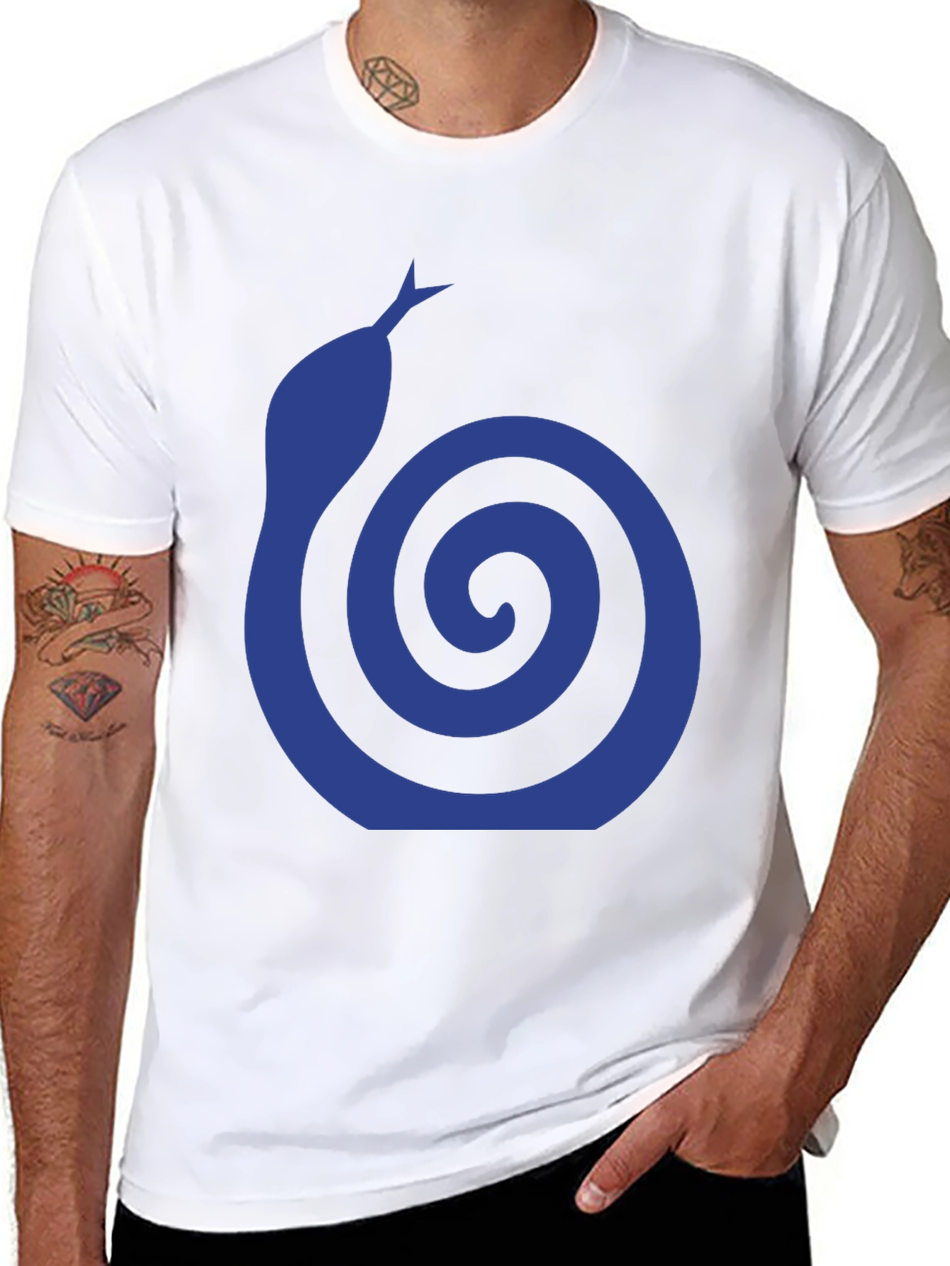Blue Snake Swirl Graphic T-Shirt