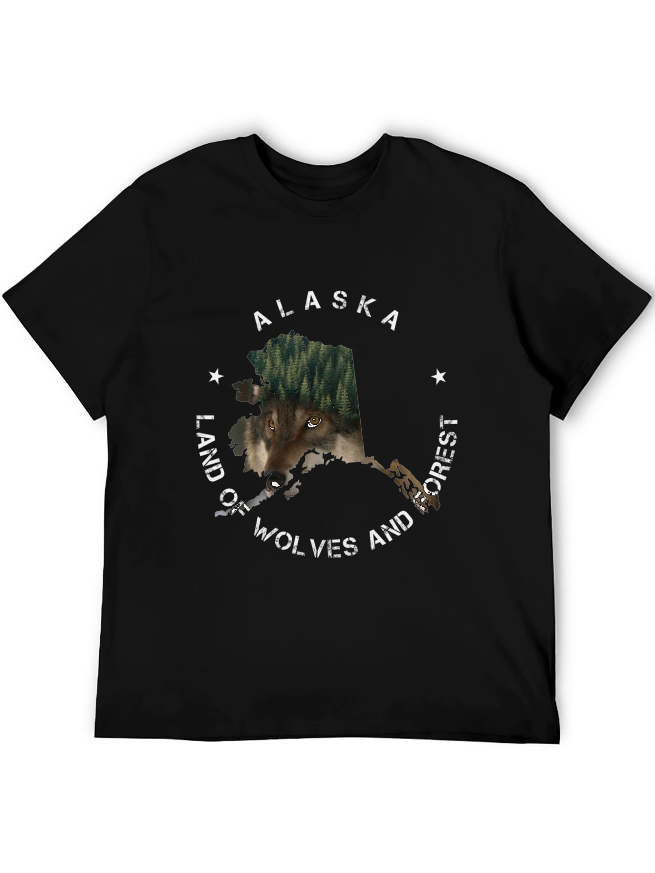 Alaska Wolves and Forest Graphic T-Shirt