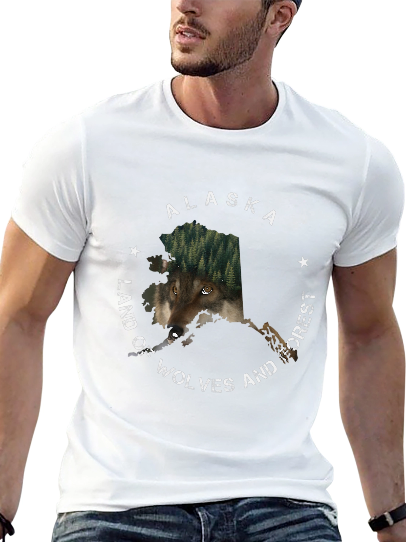 Alaska Wolves and Forest Graphic T-Shirt