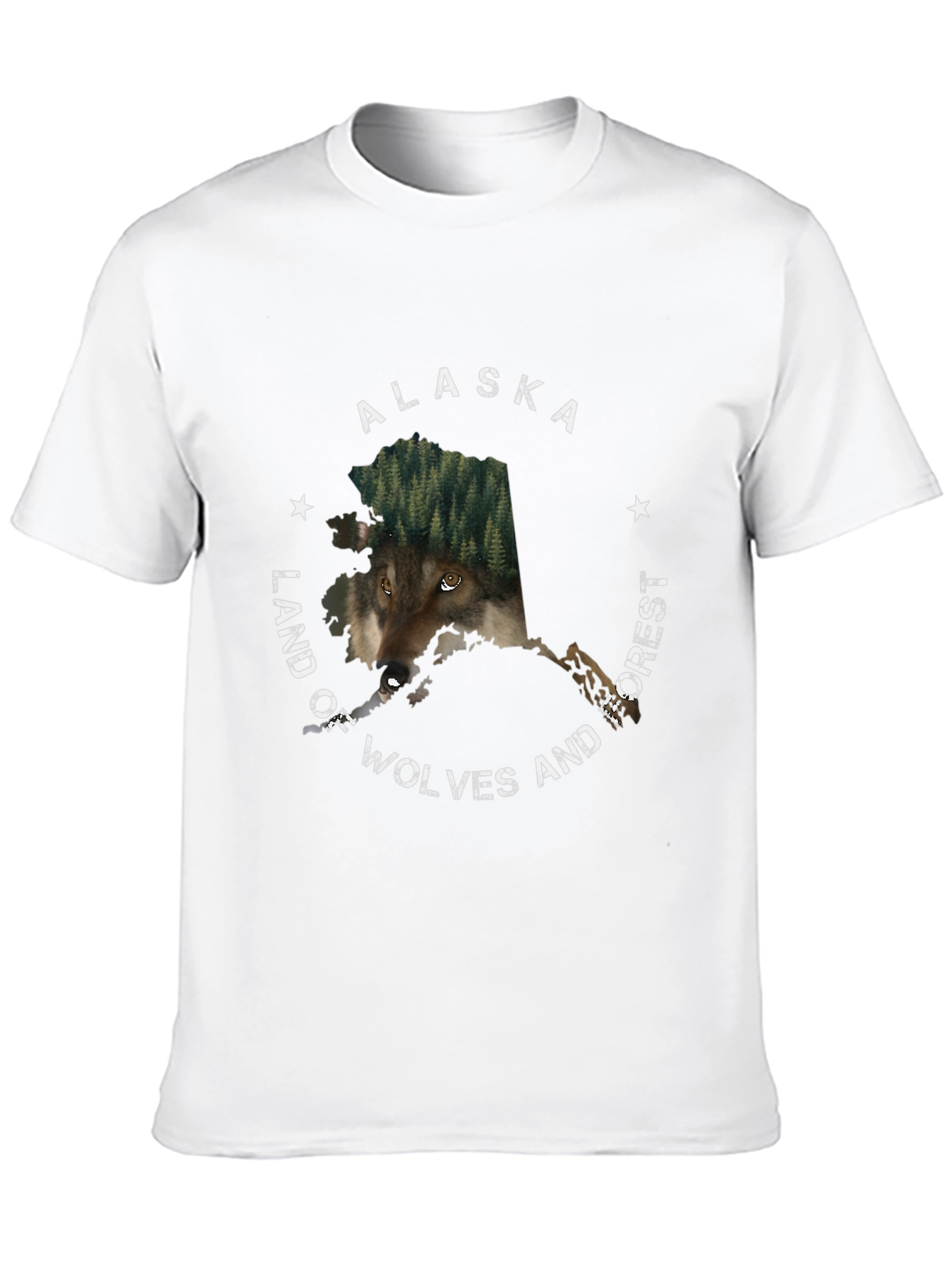 Alaska Wolves and Forest Graphic T-Shirt