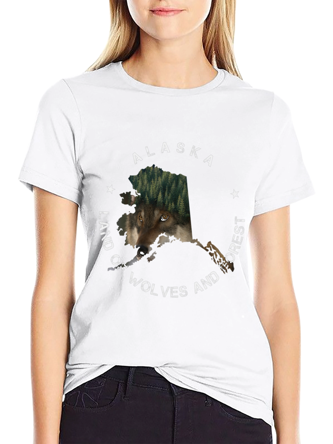 Alaska Wolves and Forest Graphic T-Shirt