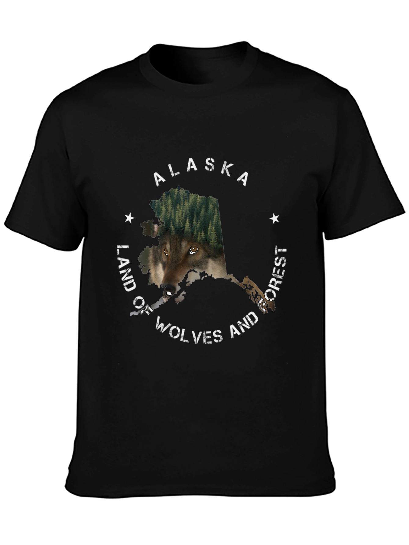 Alaska Wolves and Forest Graphic T-Shirt