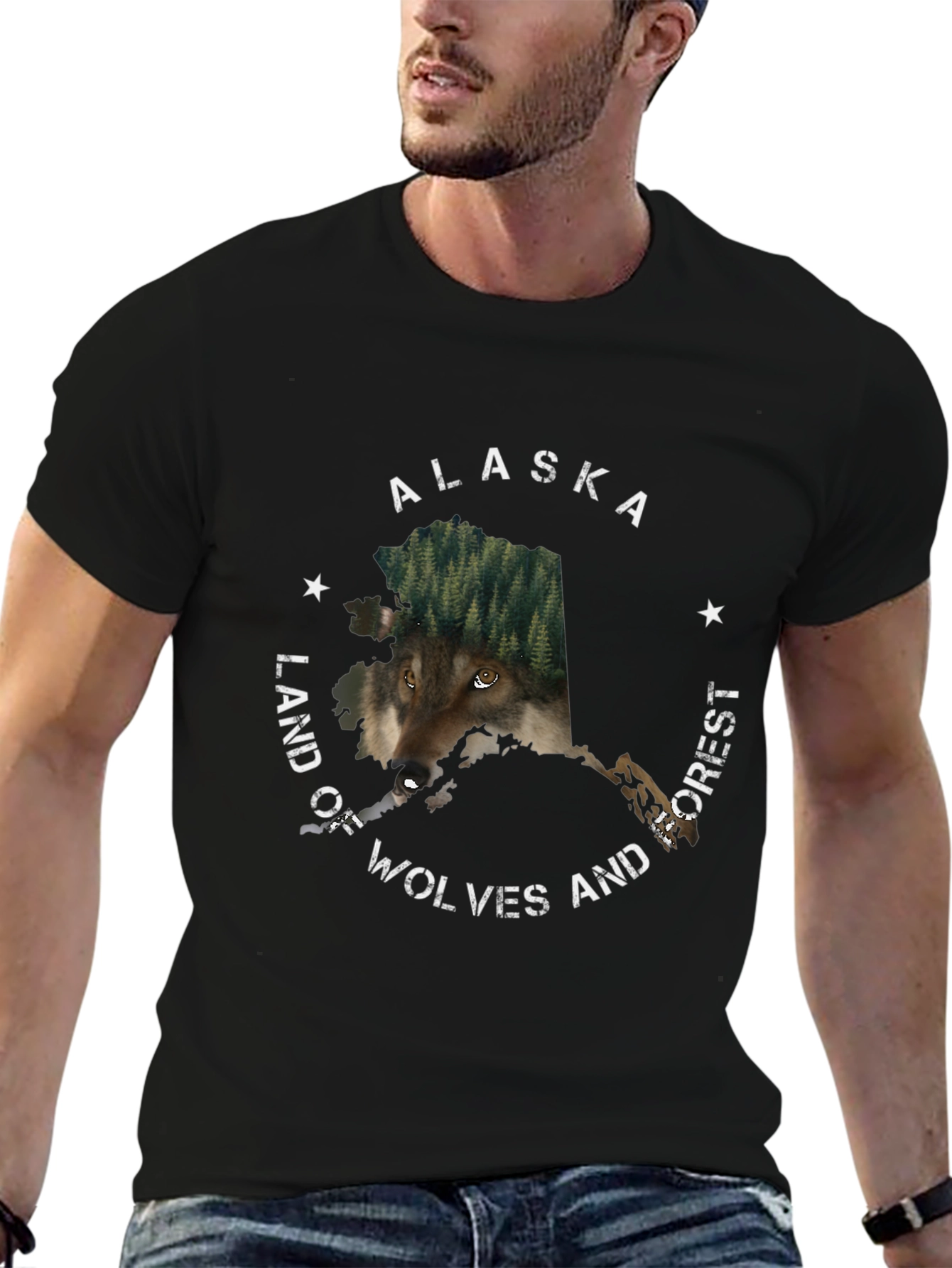 Alaska Wolves and Forest Graphic T-Shirt
