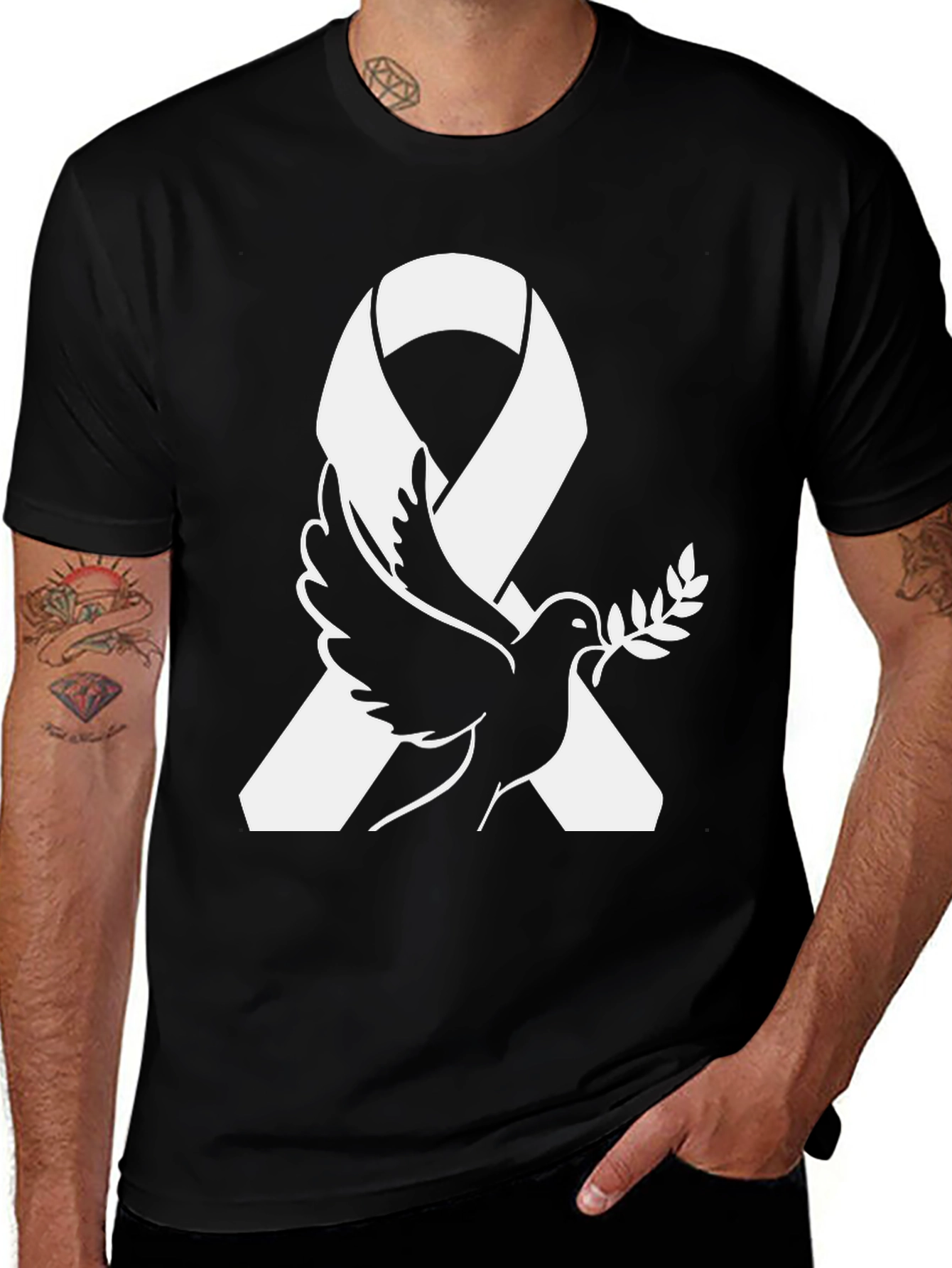 Peace Dove Ribbon Graphic T-Shirt