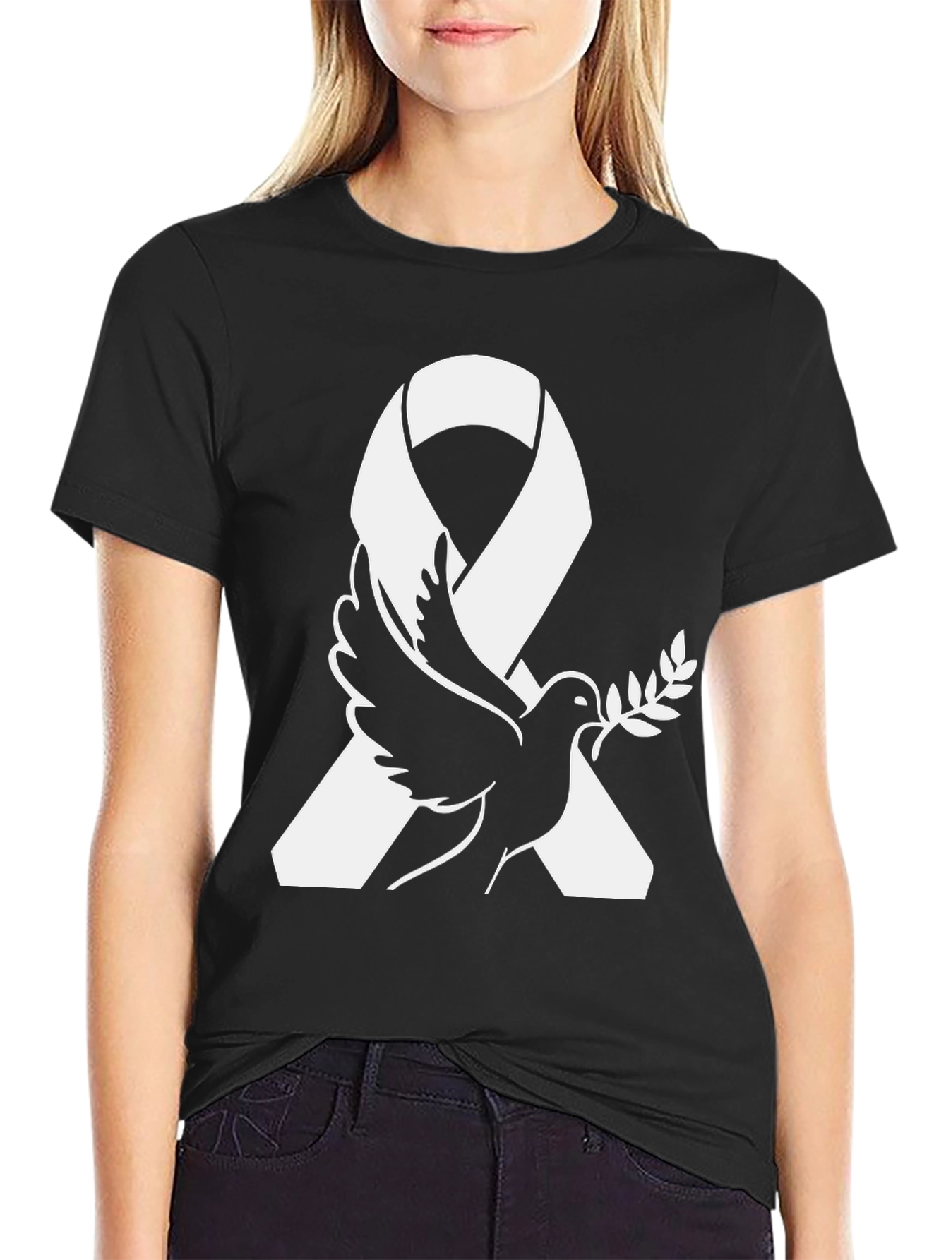 Peace Dove Ribbon Graphic T-Shirt