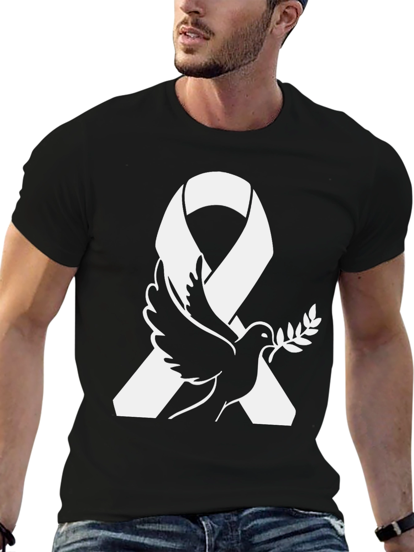 Peace Dove Ribbon Graphic T-Shirt