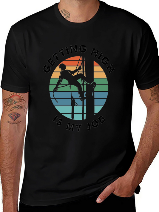 Getting High Is My Job Black Graphic T-Shirt