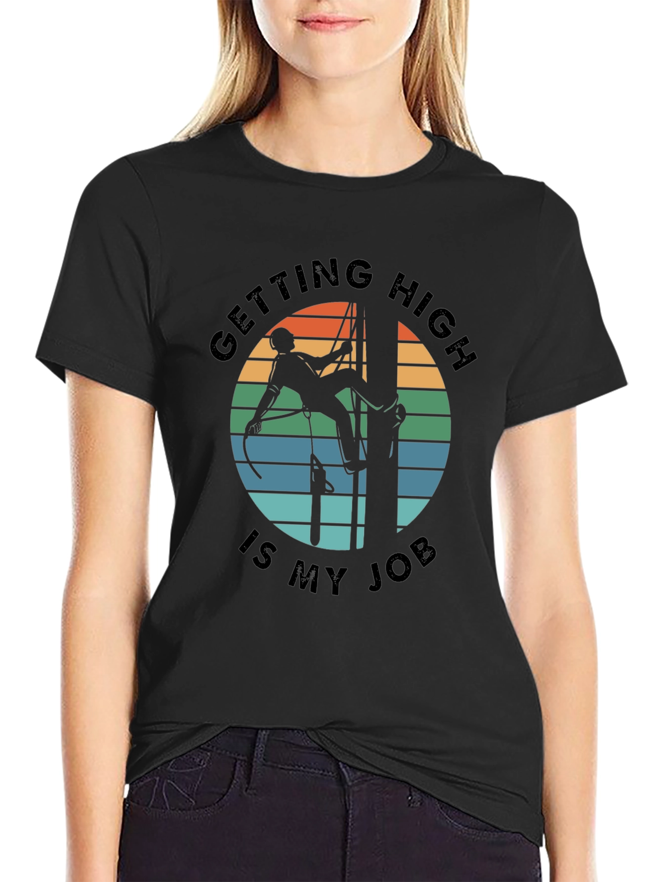 Getting High Is My Job Black Graphic T-Shirt