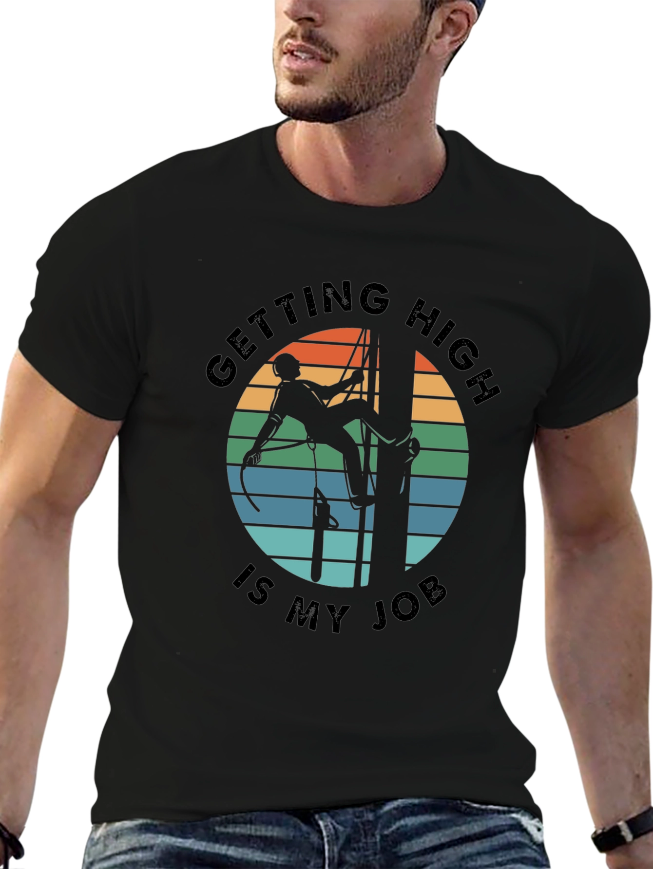 Getting High Is My Job Black Graphic T-Shirt