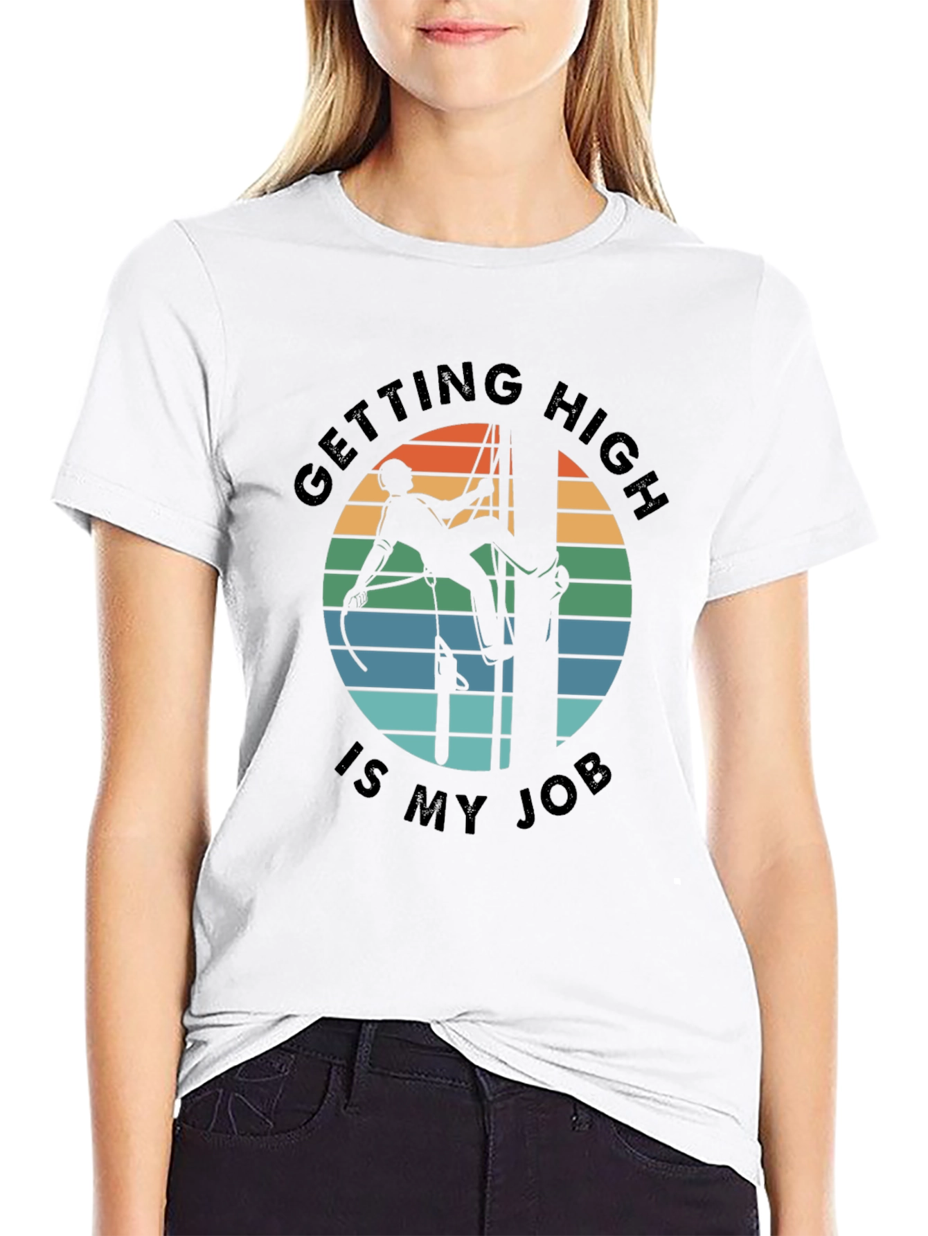 Getting High Is My Job Black Graphic T-Shirt