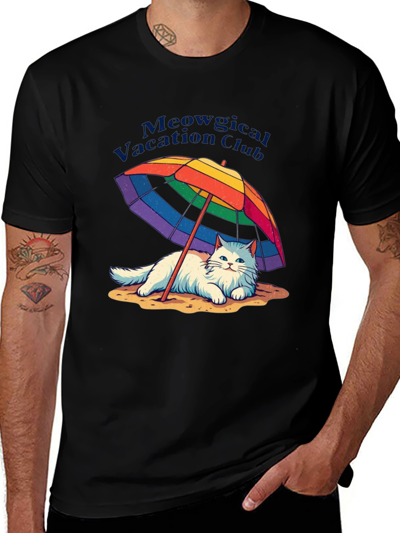 Meowgical Vacation Club Black T-Shirt