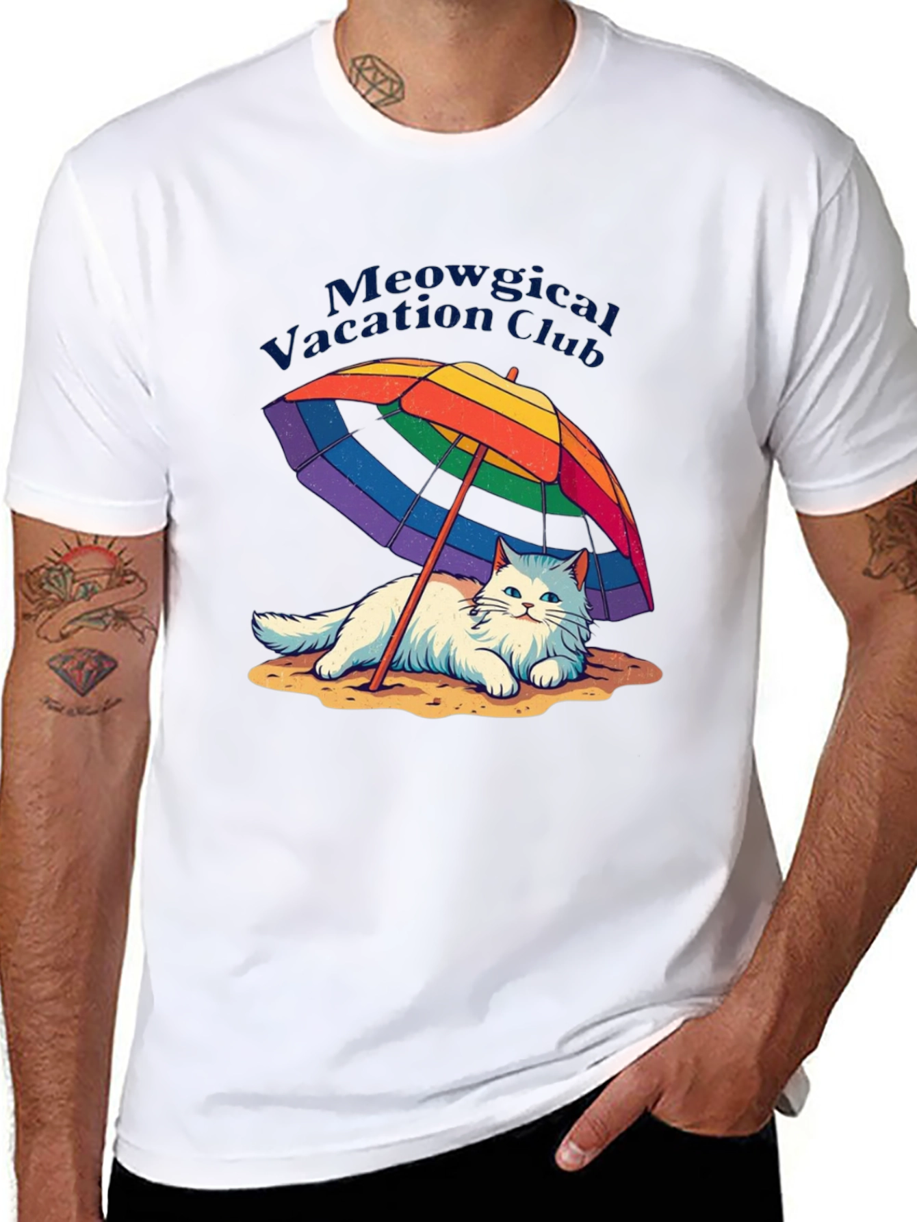 Meowgical Vacation Club Black T-Shirt