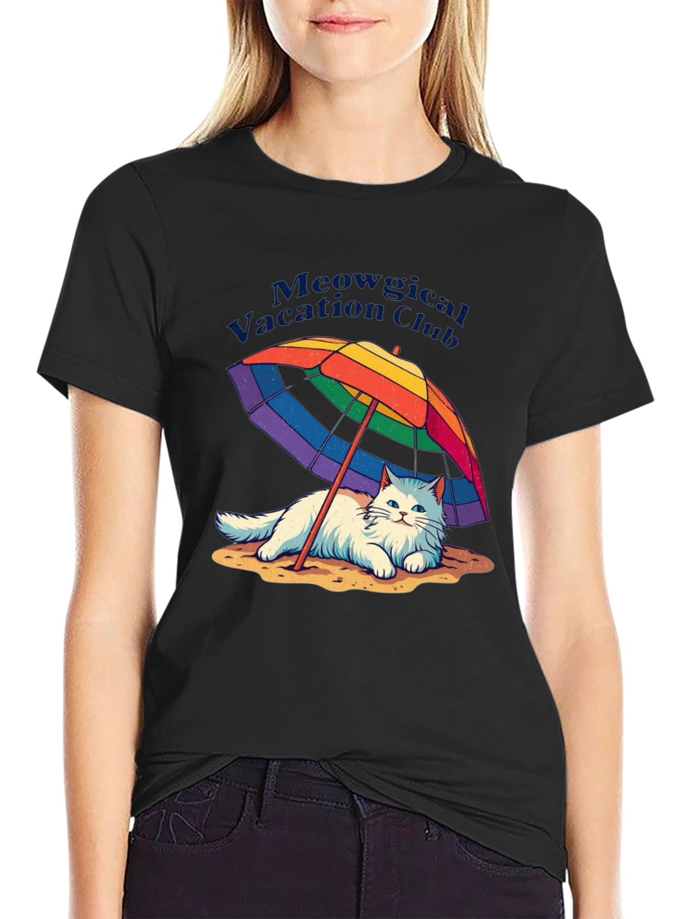Meowgical Vacation Club Black T-Shirt