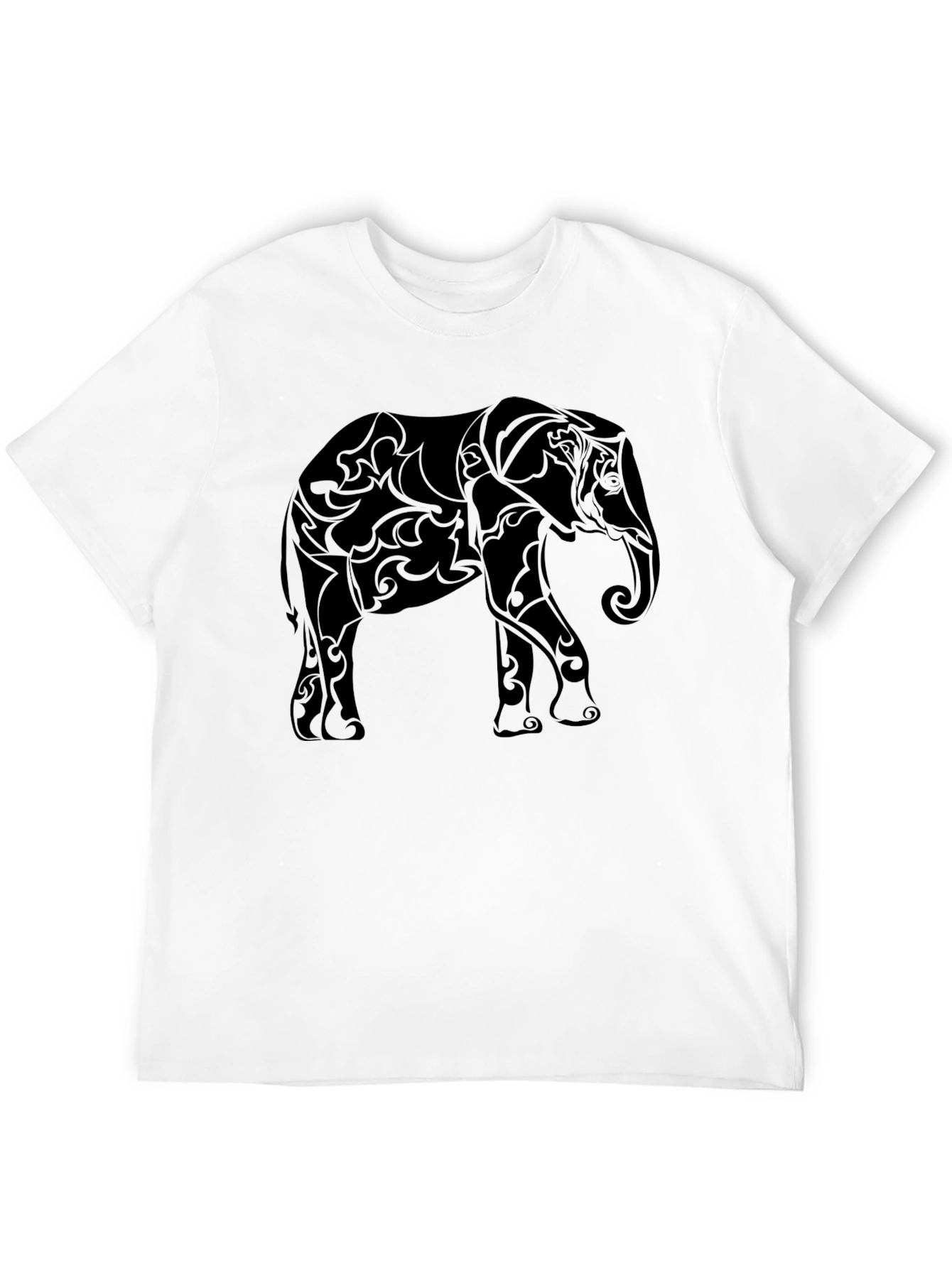 Tribal Elephant Graphic Tee - Stylish Black T-Shirt