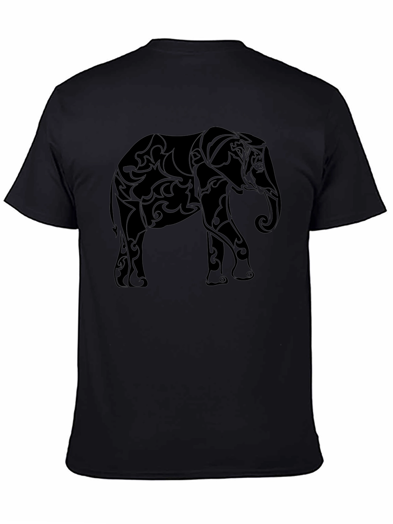 Tribal Elephant Graphic Tee - Stylish Black T-Shirt