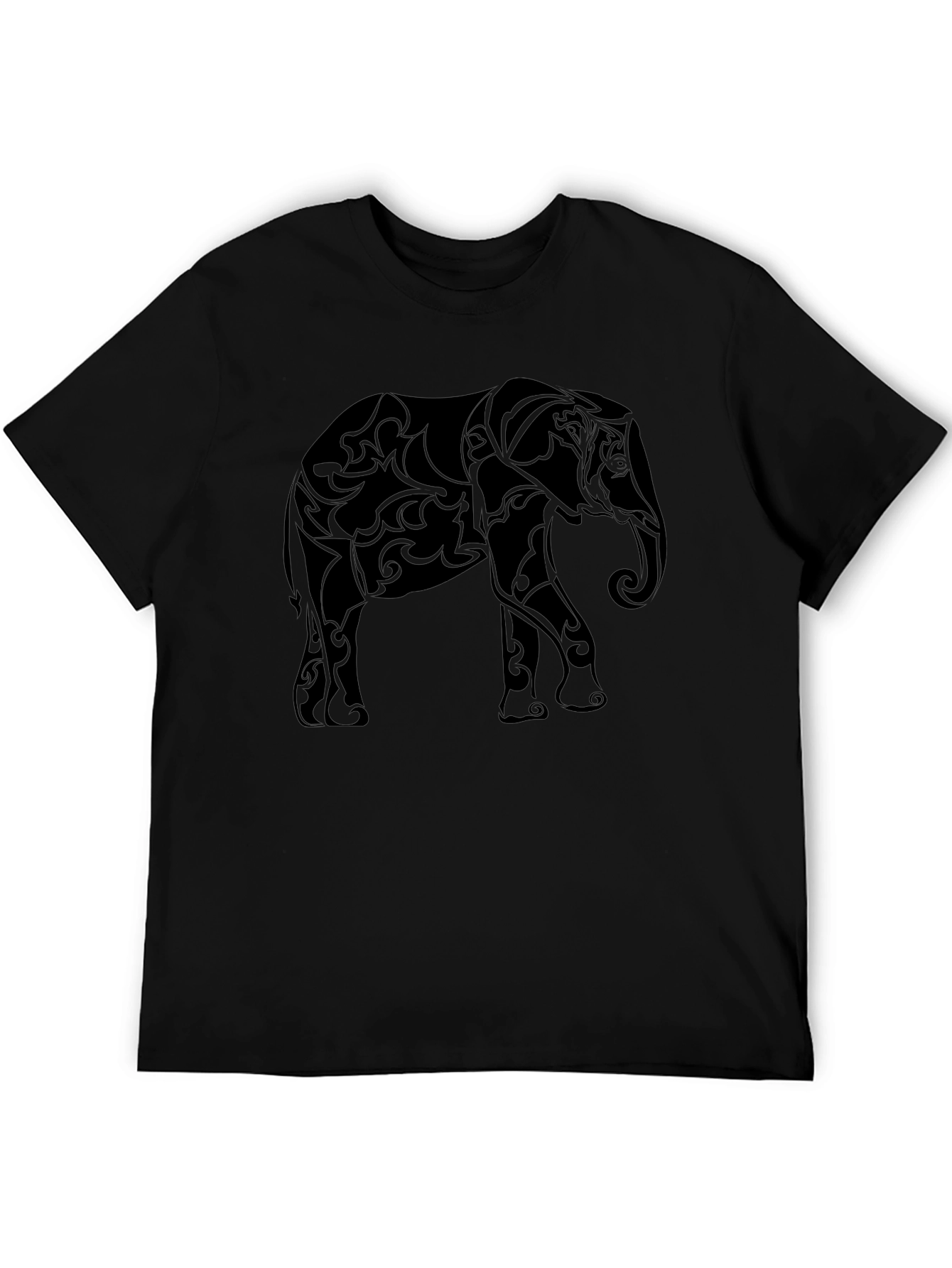 Tribal Elephant Graphic Tee - Stylish Black T-Shirt