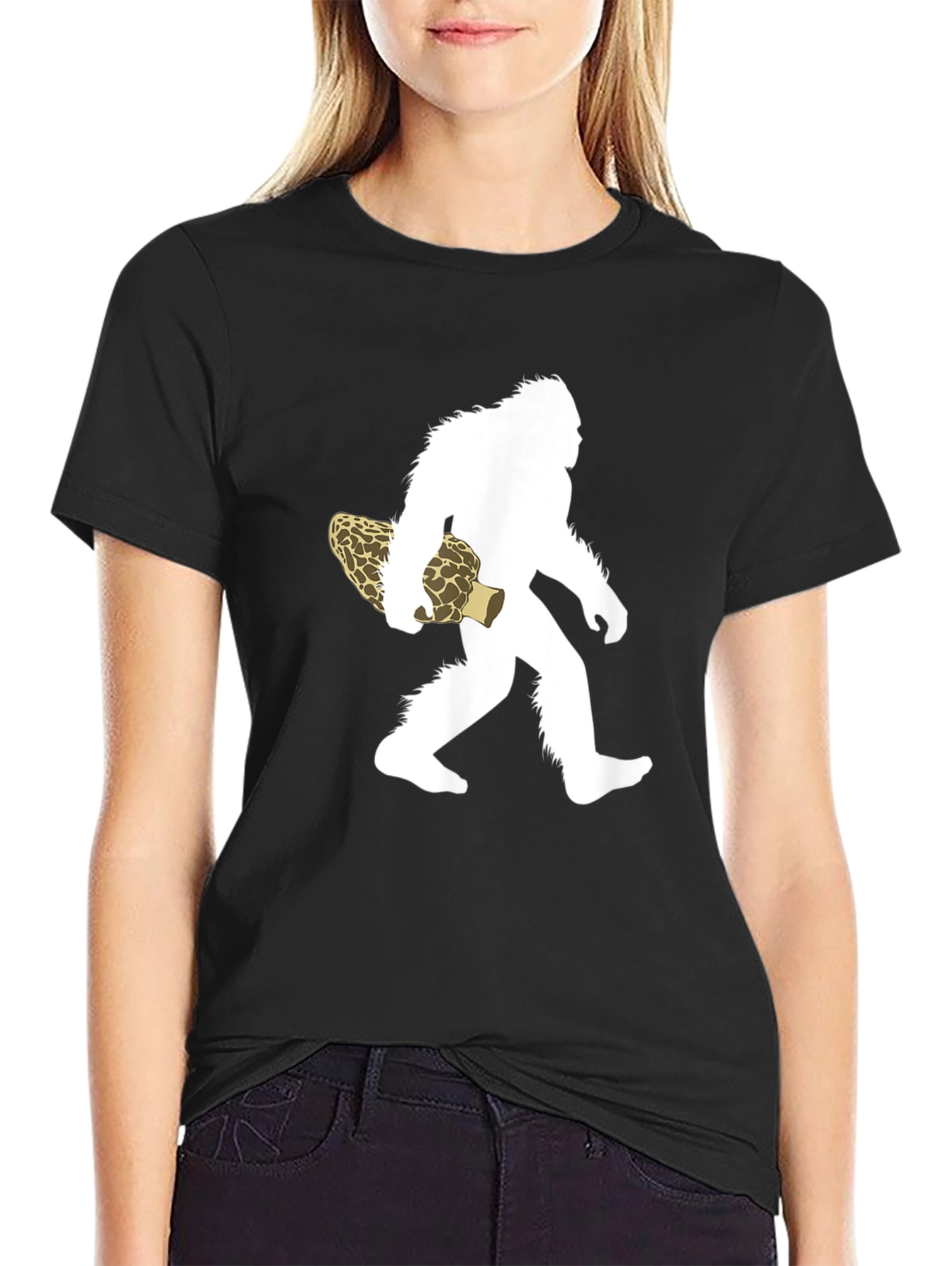 Sasquatch Morel Mushroom Graphic T-Shirt