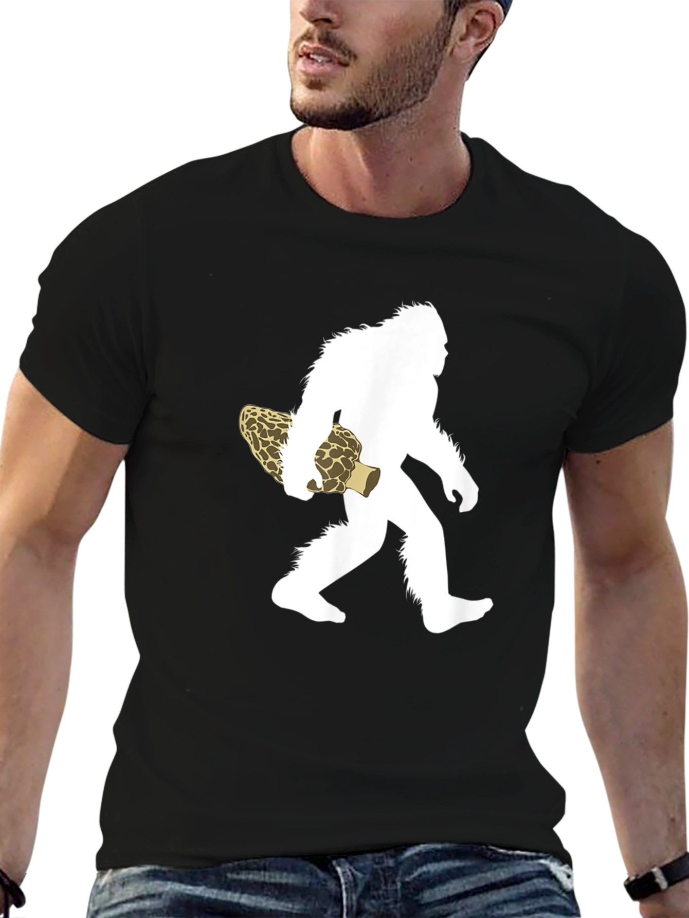 Sasquatch Morel Mushroom Graphic T-Shirt