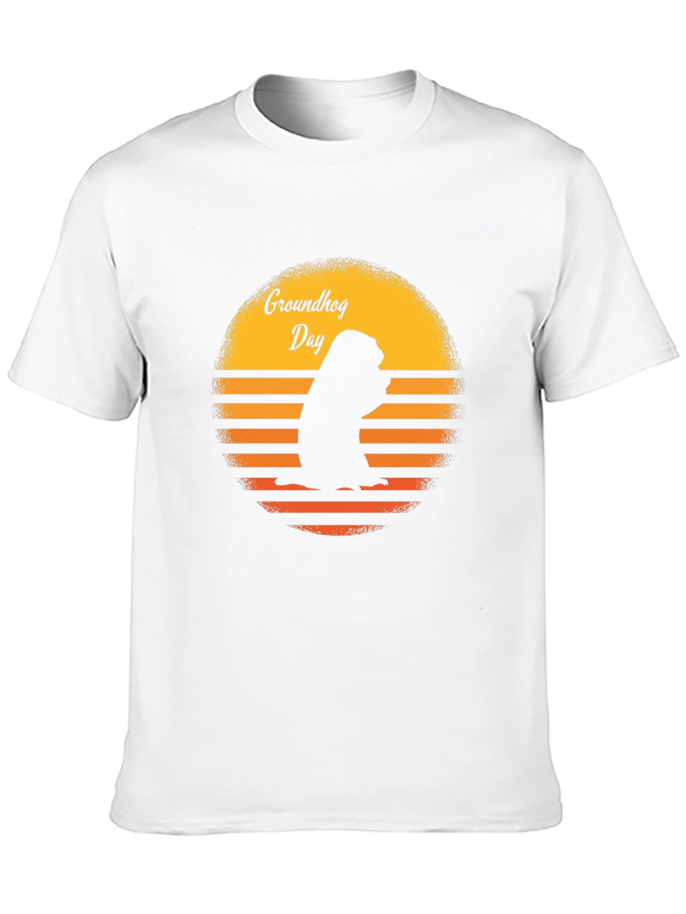 Groundhog Day Retro Sunset Black T-Shirt