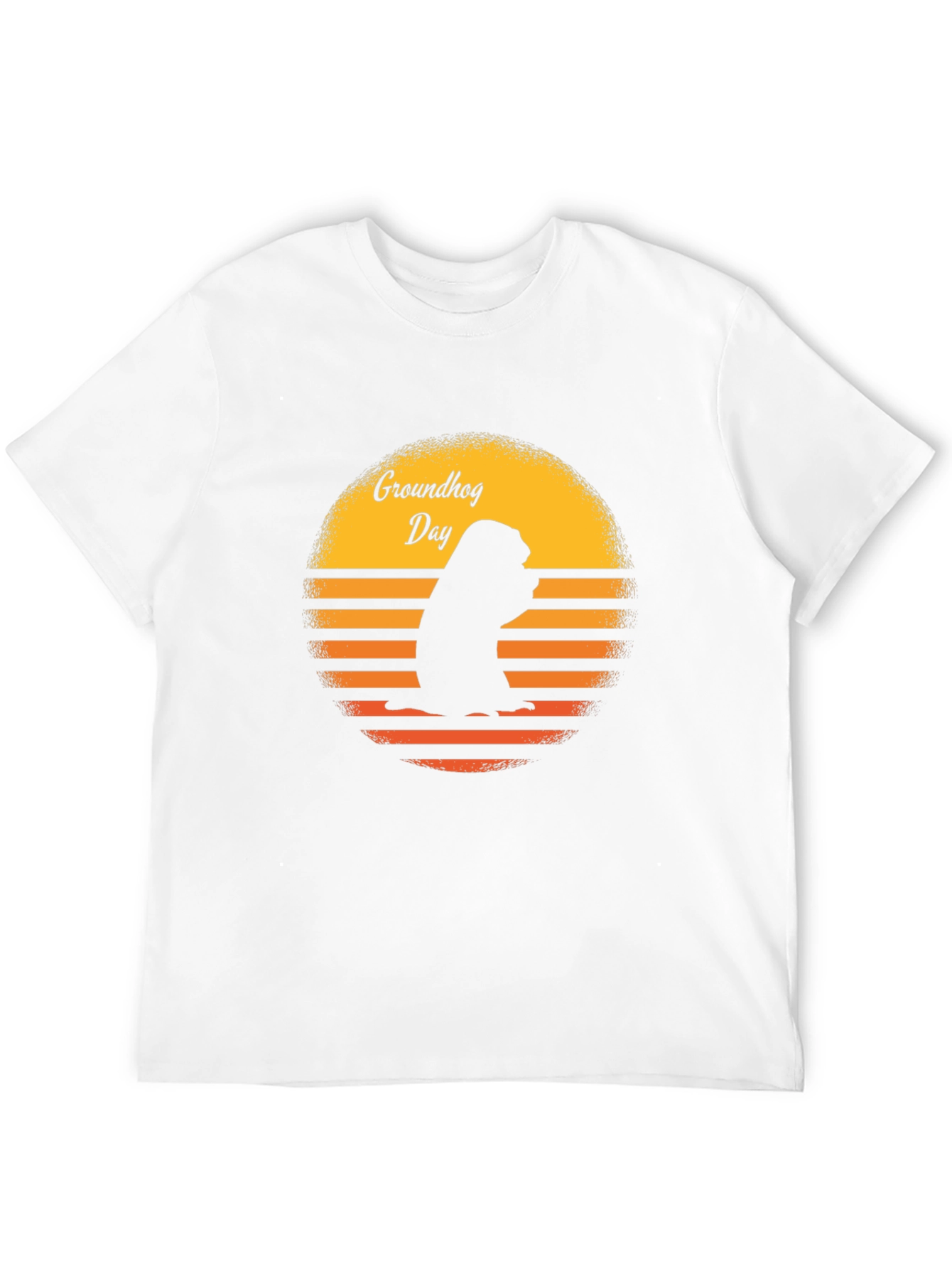 Groundhog Day Retro Sunset Black T-Shirt