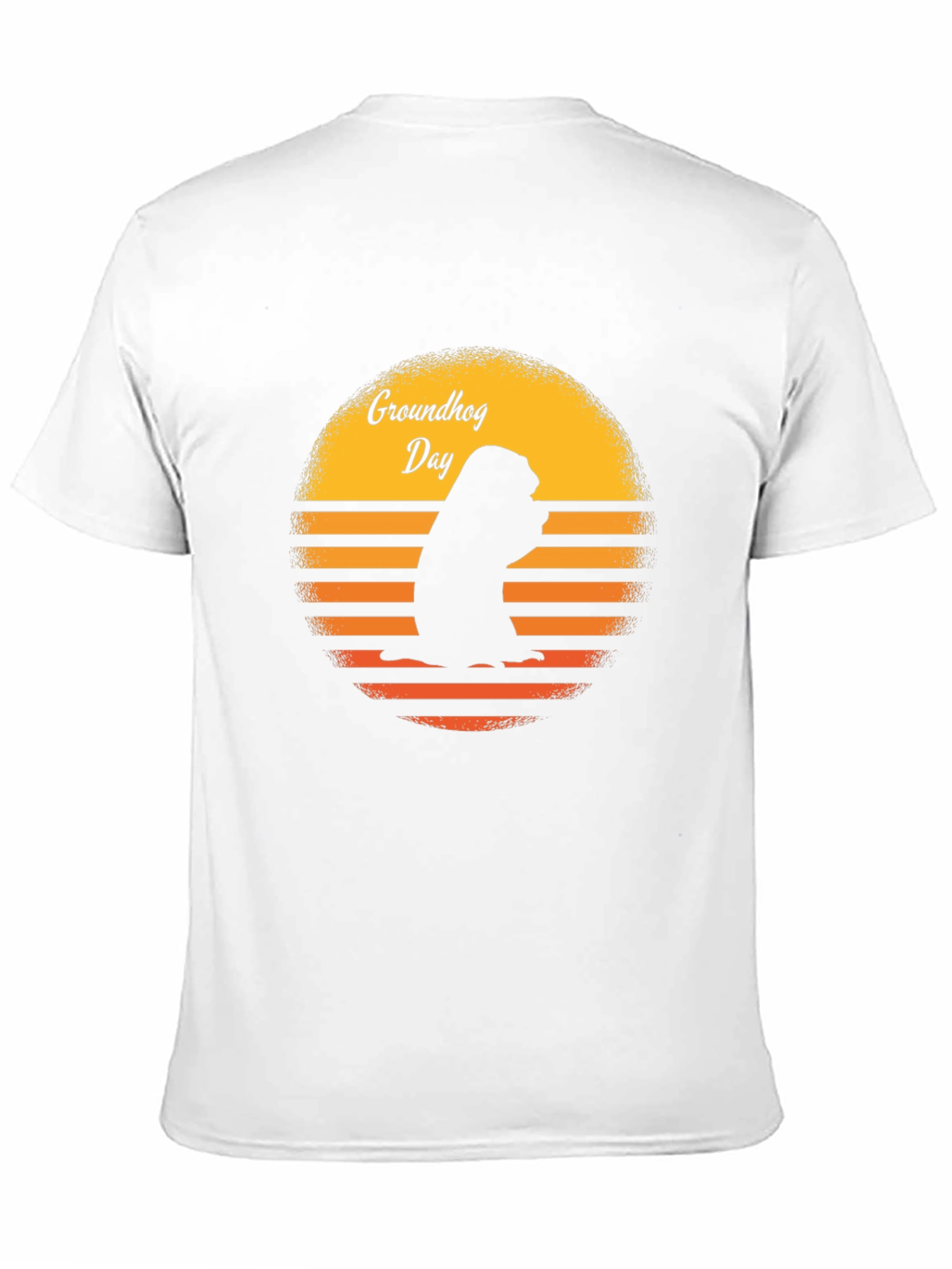 Groundhog Day Retro Sunset Black T-Shirt
