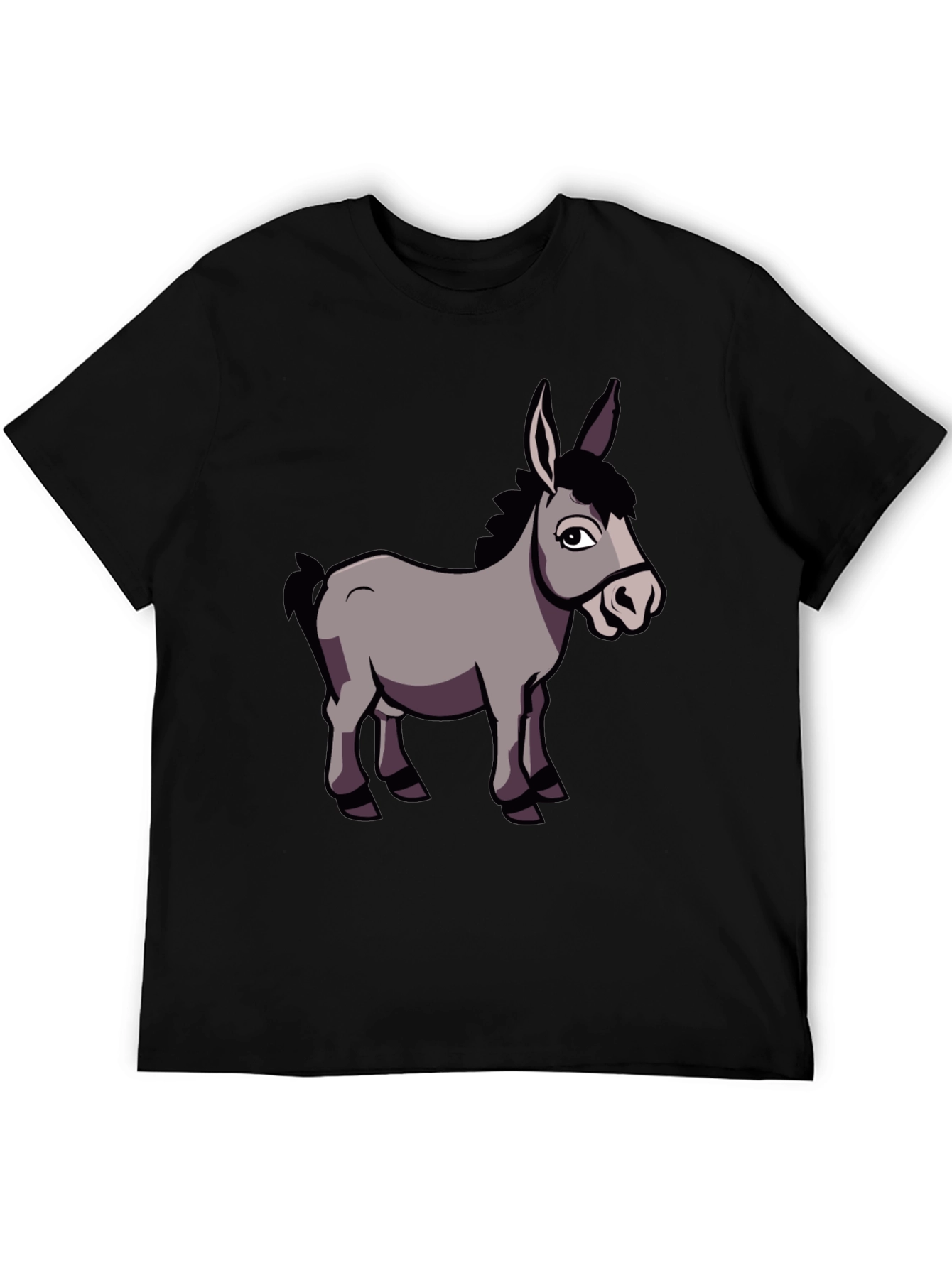Funny Donkey Graphic T-Shirt Black Crew Neck