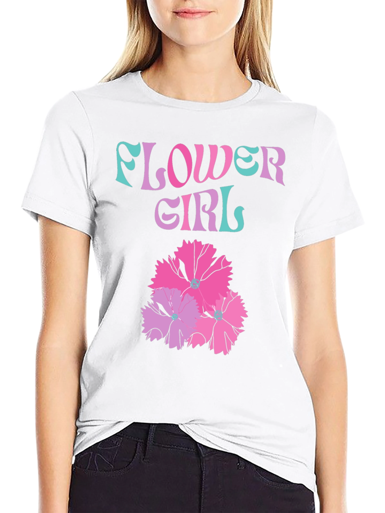 Flower Girl Graphic T-Shirt - Trendy Tee