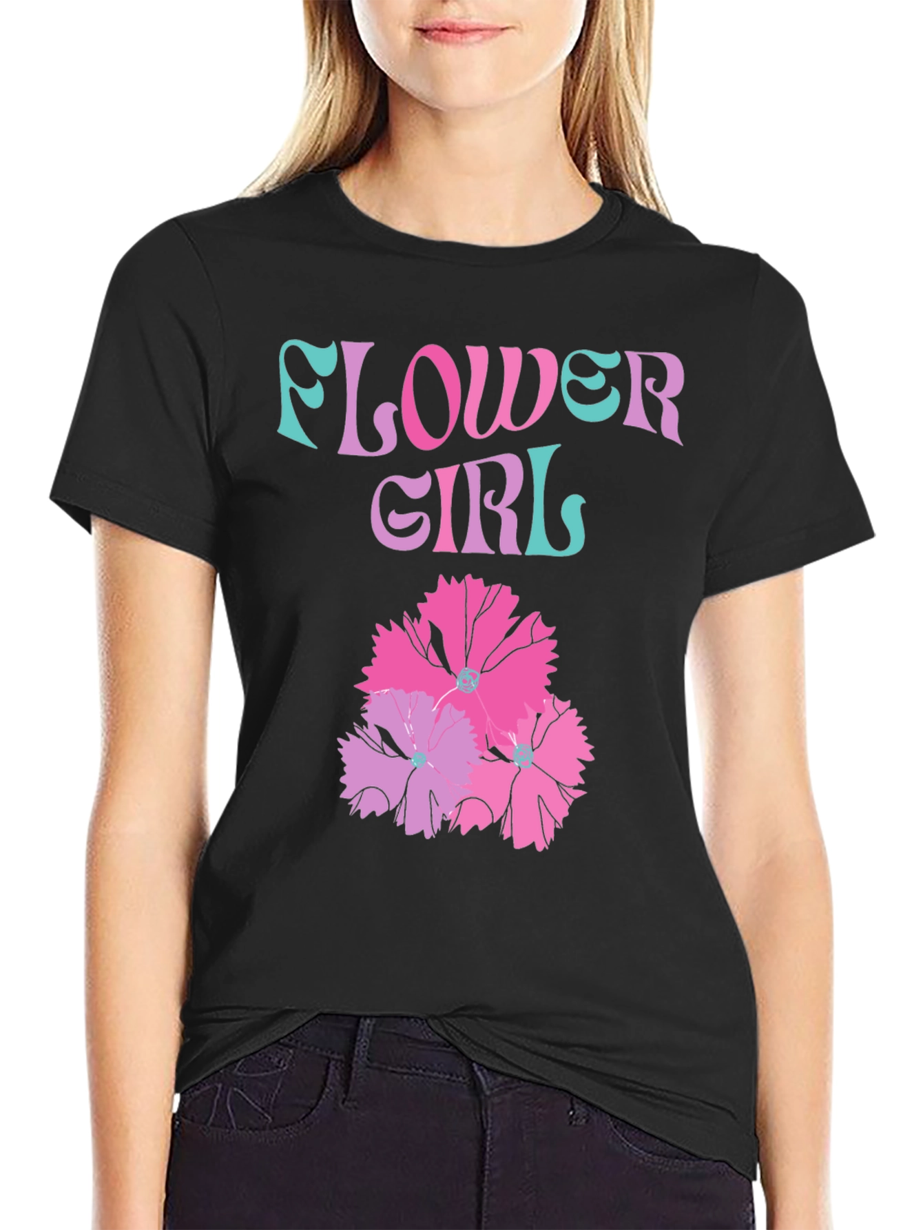 Flower Girl Graphic T-Shirt - Trendy Tee