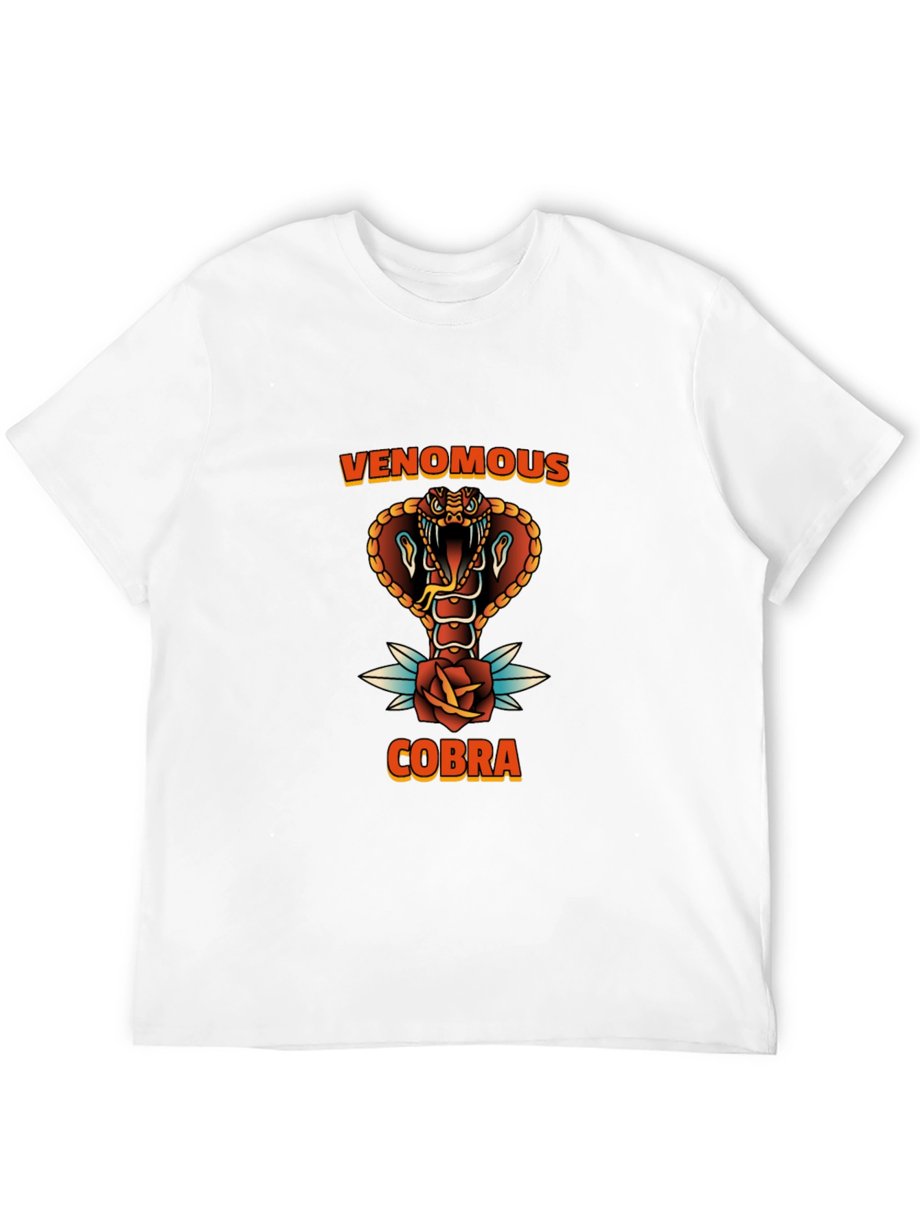 Venomous Cobra Graphic Tee - Black Cotton T-Shirt