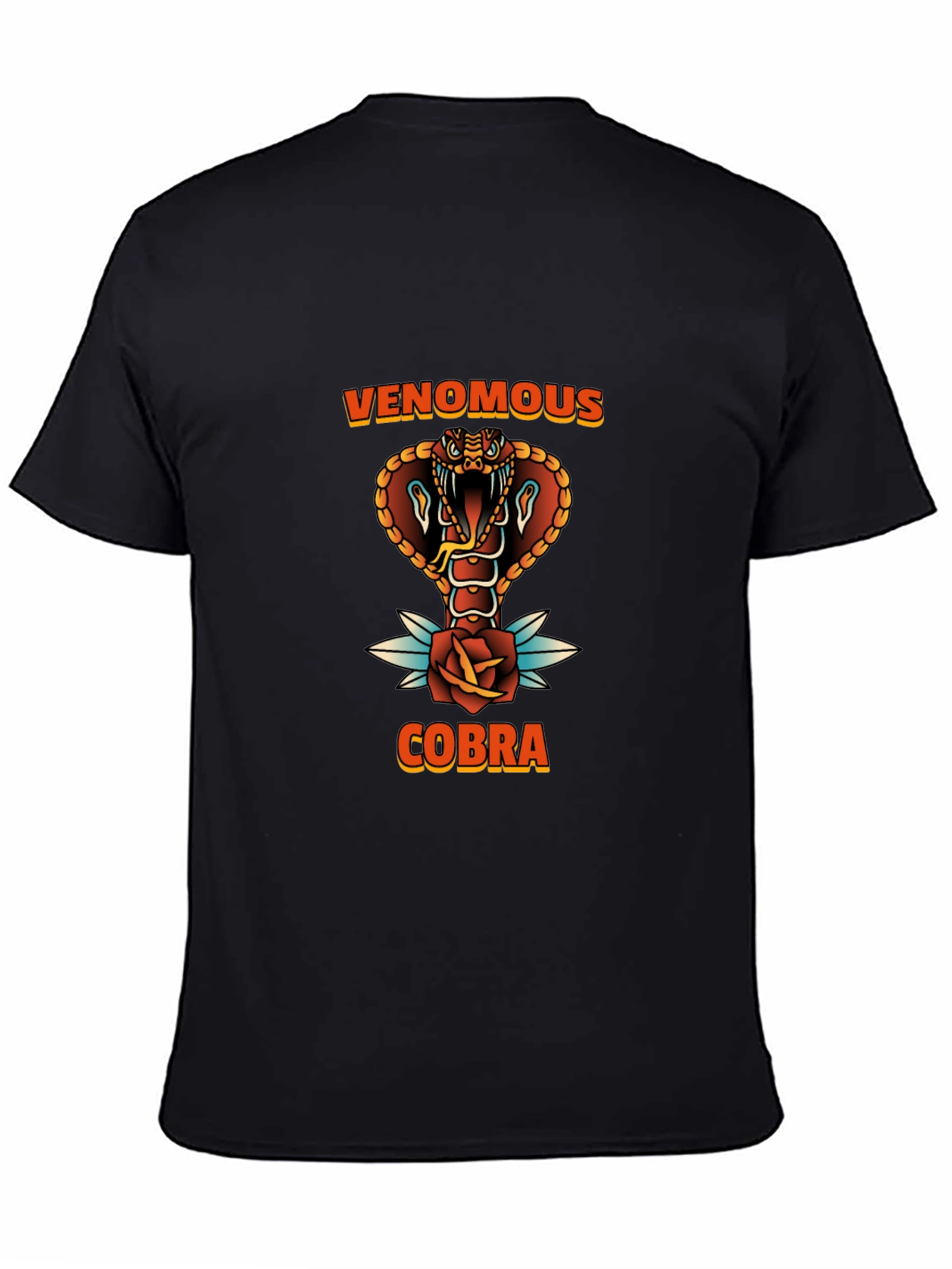 Venomous Cobra Graphic Tee - Black Cotton T-Shirt