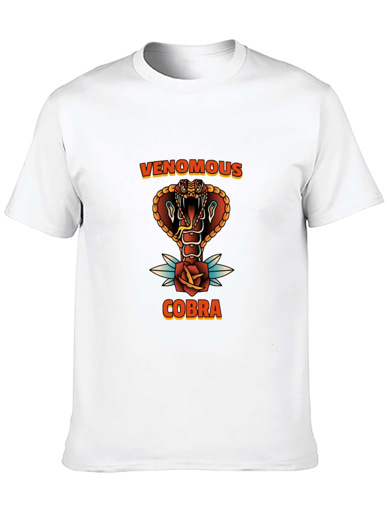 Venomous Cobra Graphic Tee - Black Cotton T-Shirt