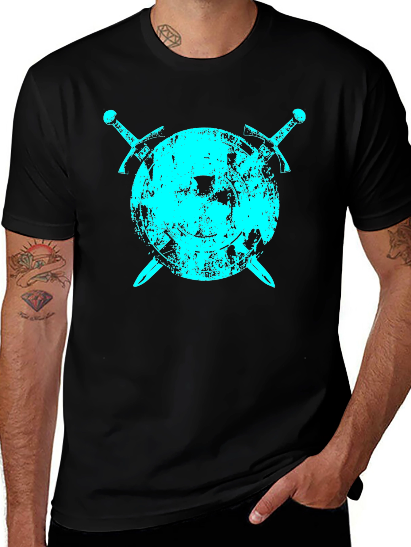 Shield & Swords Graphic T-Shirt - Black